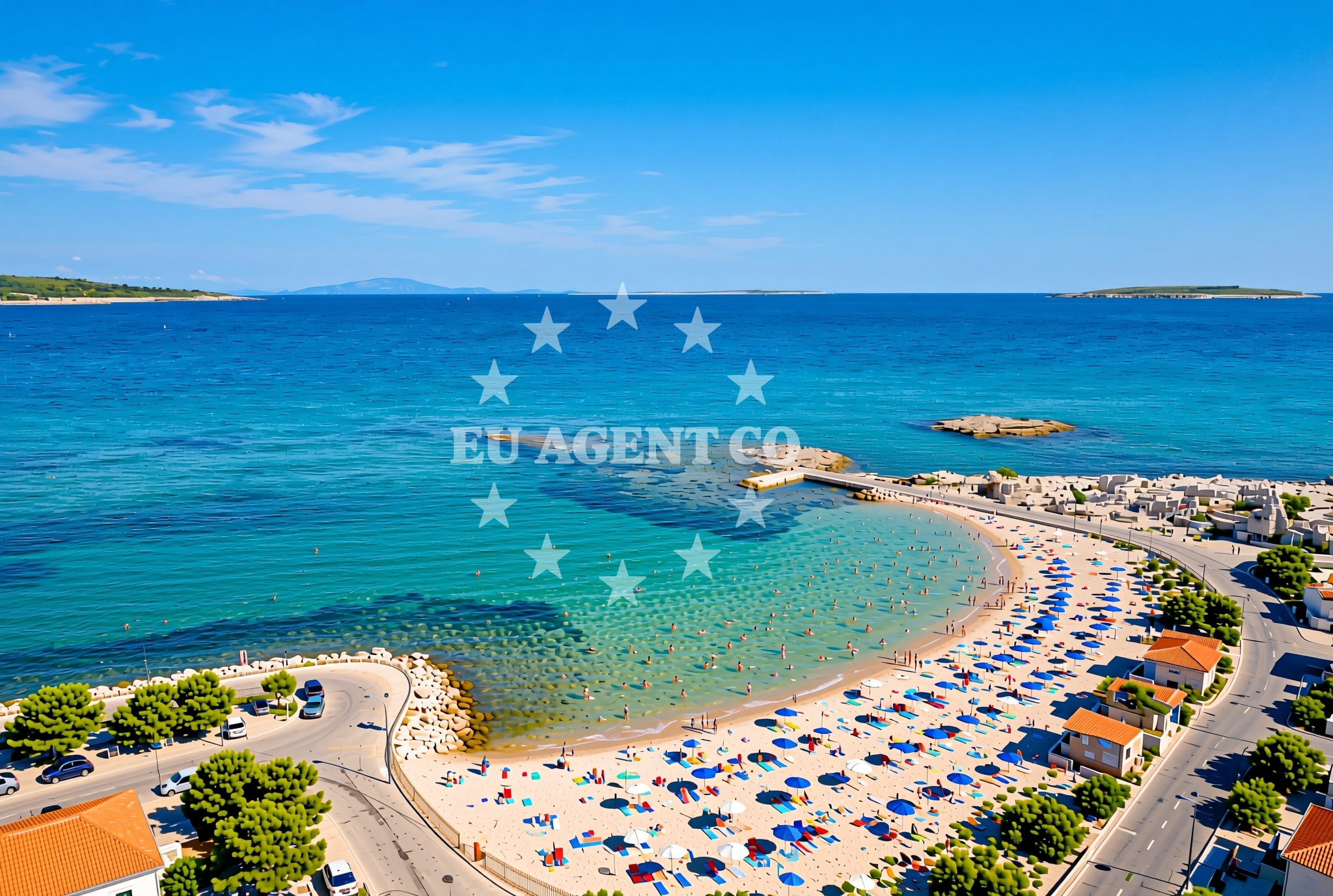 Beach facilities and surroundings at Prestanišin rt, Premantura Beach in Prestanišin rt