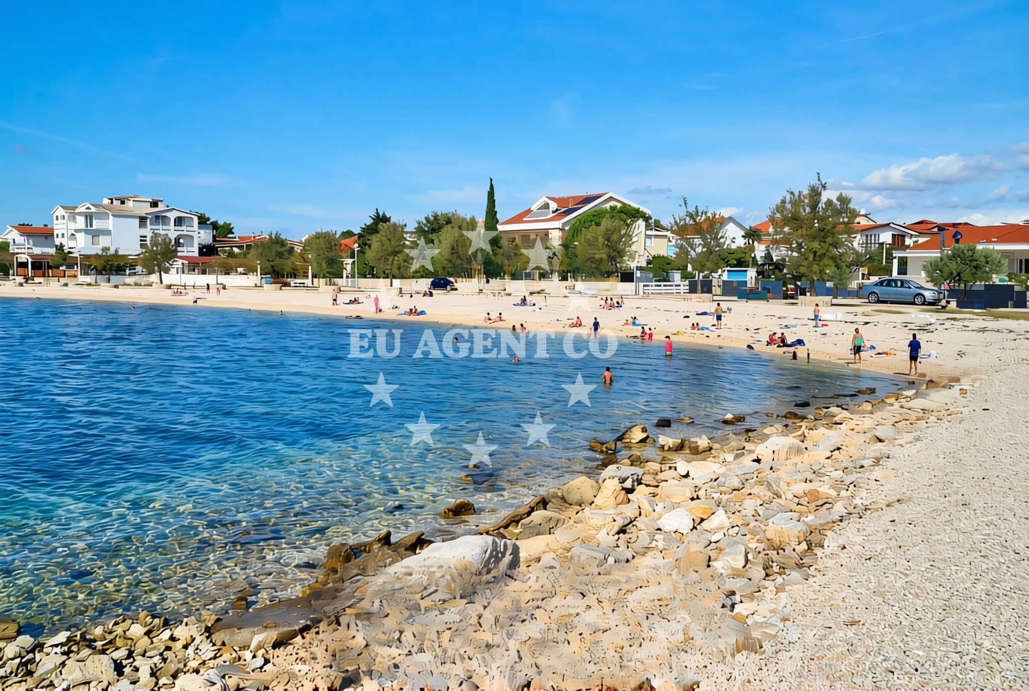 Shoreline and swimming area at Prezide, Vir (Vir) Beach in Prezide