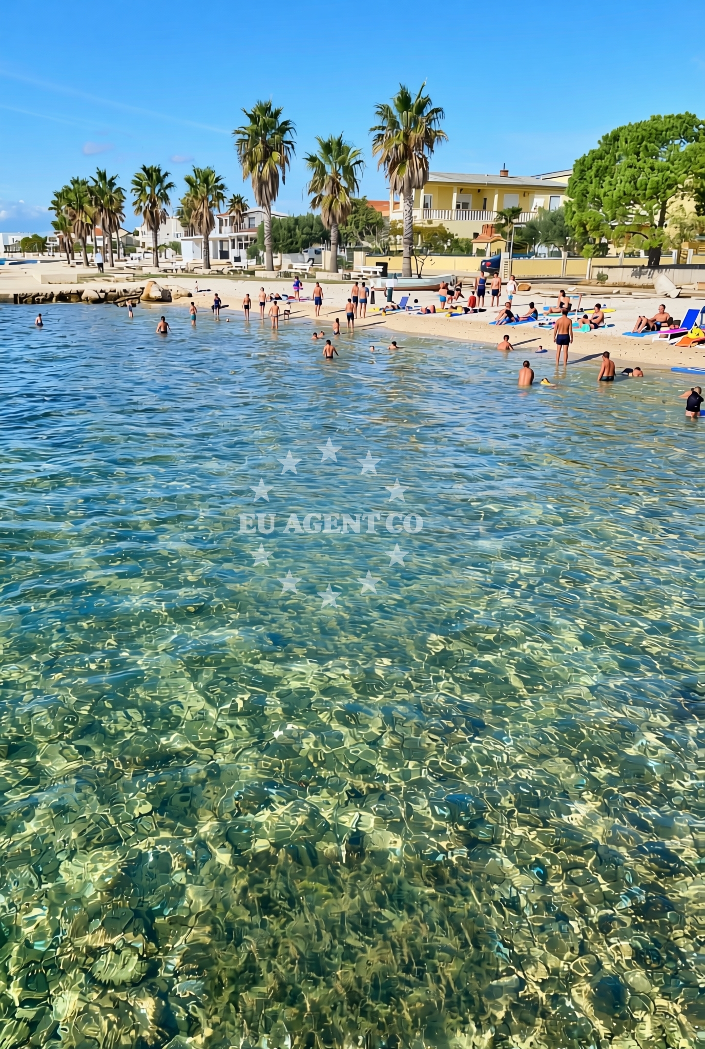 Sea and coastal view of Prezide, Vir (Vir) Beach in Prezide