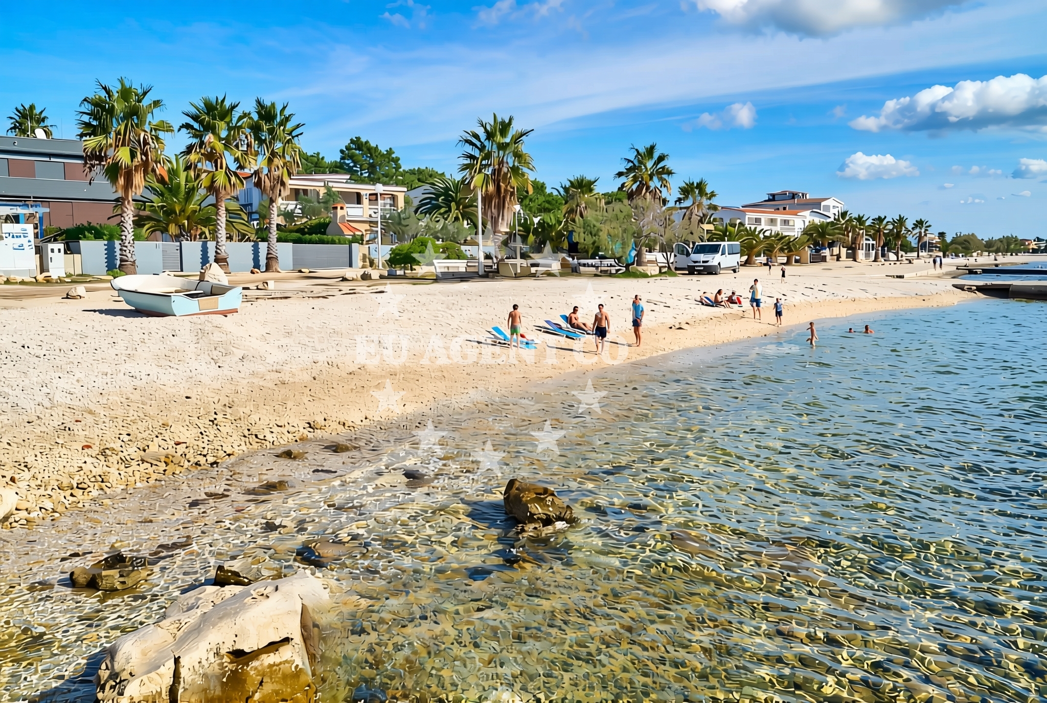 Beach facilities and surroundings at Prezide, Vir (Vir) Beach in Prezide