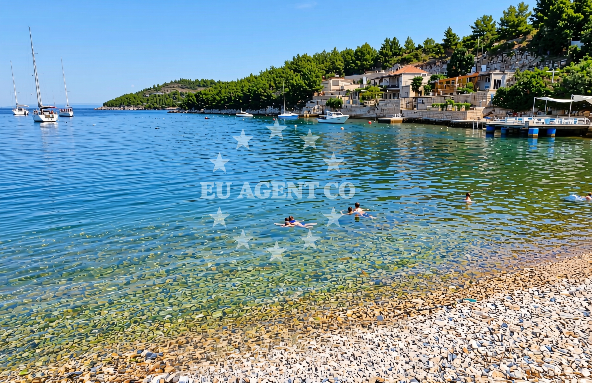 Overview of Pribinja jug, Hvar (Hvar) Beach in Pribinja jug