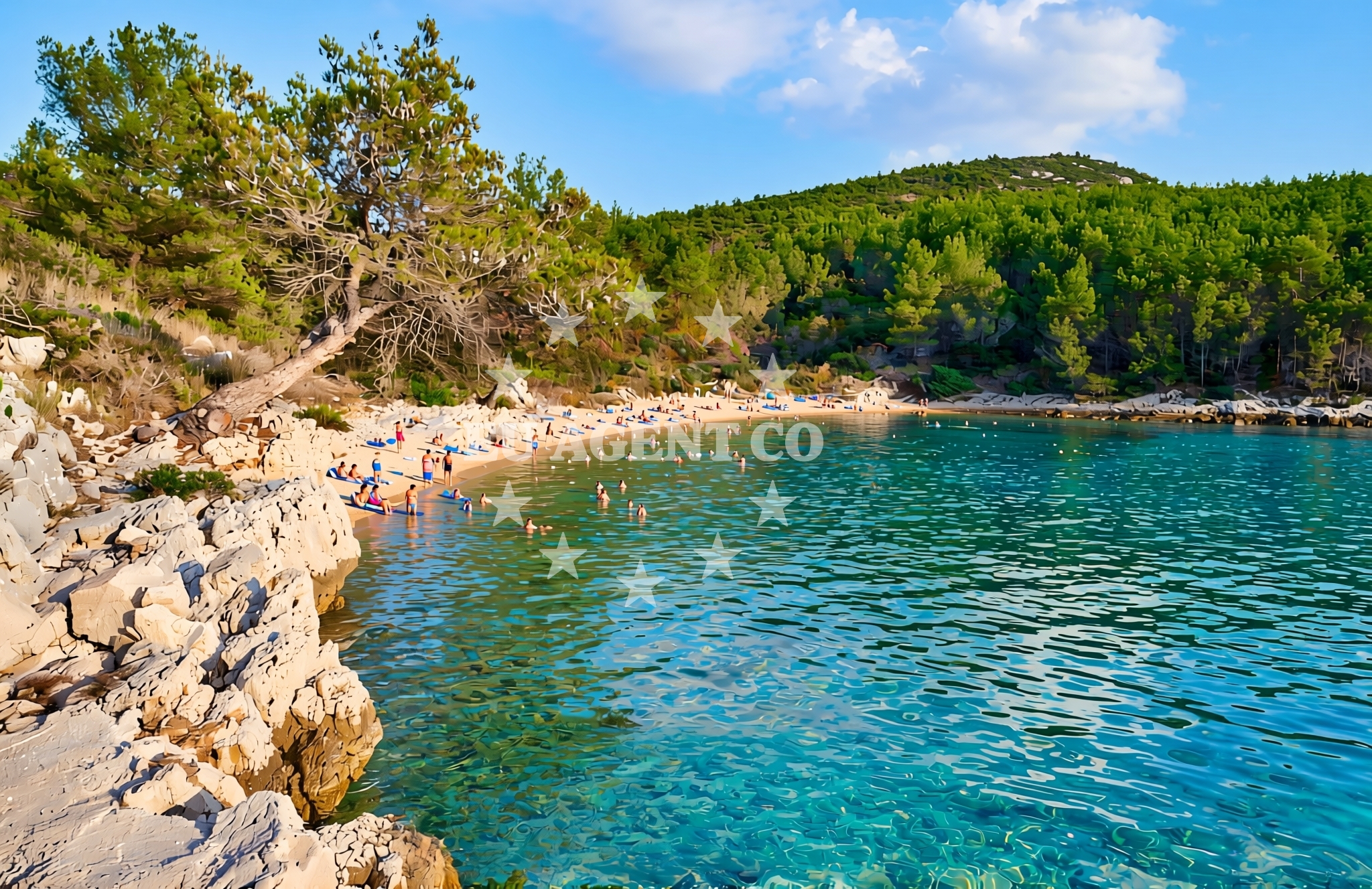 Shoreline and swimming area at Pribinja sjever, Hvar (Hvar) Beach in Pribinja sjever