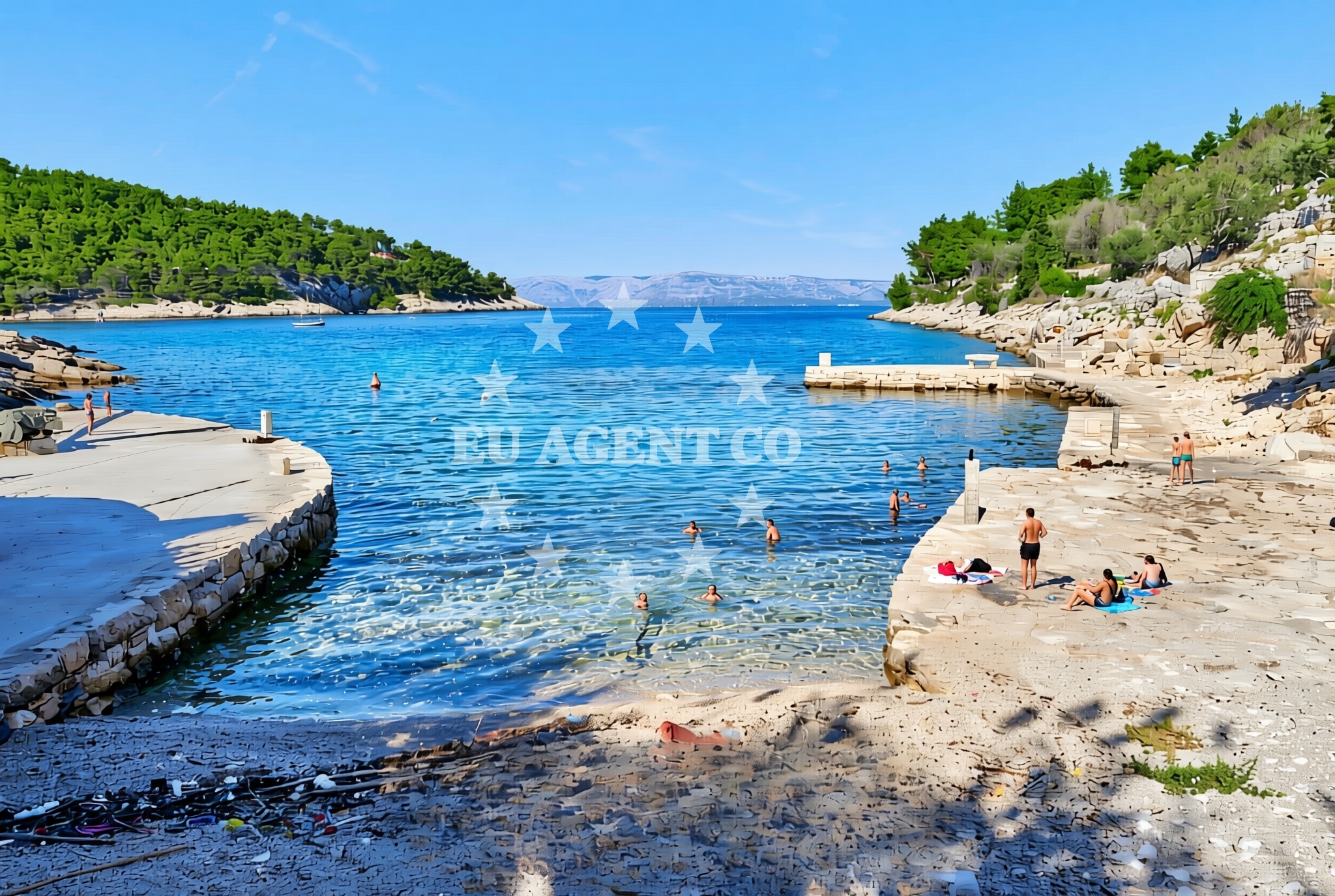 Sea and coastal view of Prihonja istok, Vela Luka (Korčula) Beach in Prihonja istok