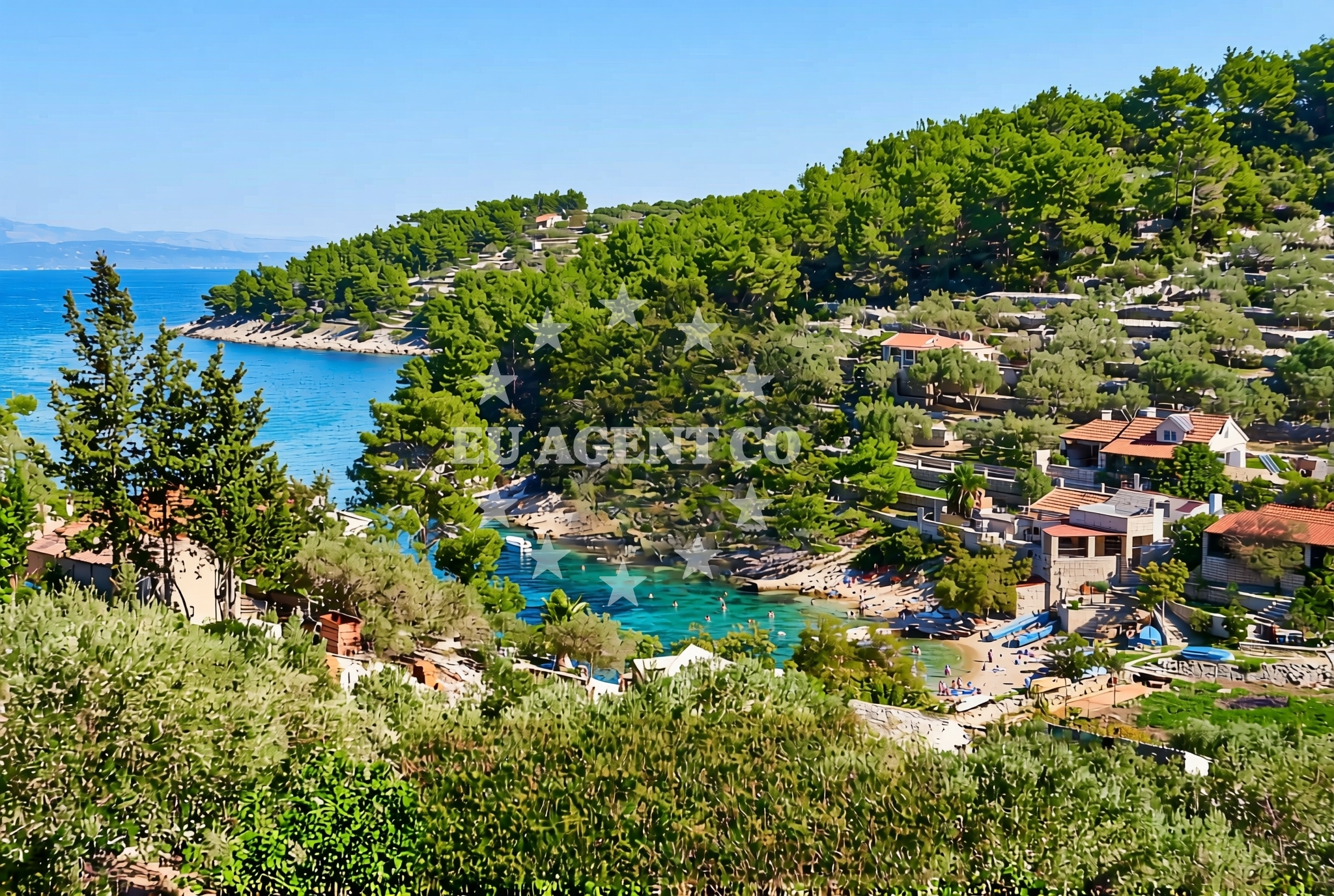 Shoreline and swimming area at Prihonja zapad, Vela Luka (Korčula) Beach in Prihonja zapad