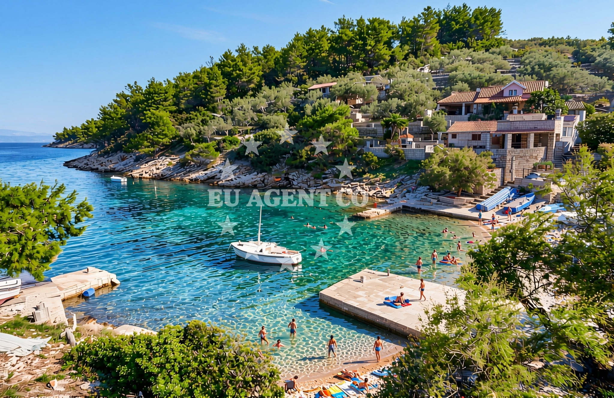 Sea and coastal view of Prihonja zapad, Vela Luka (Korčula) Beach in Prihonja zapad