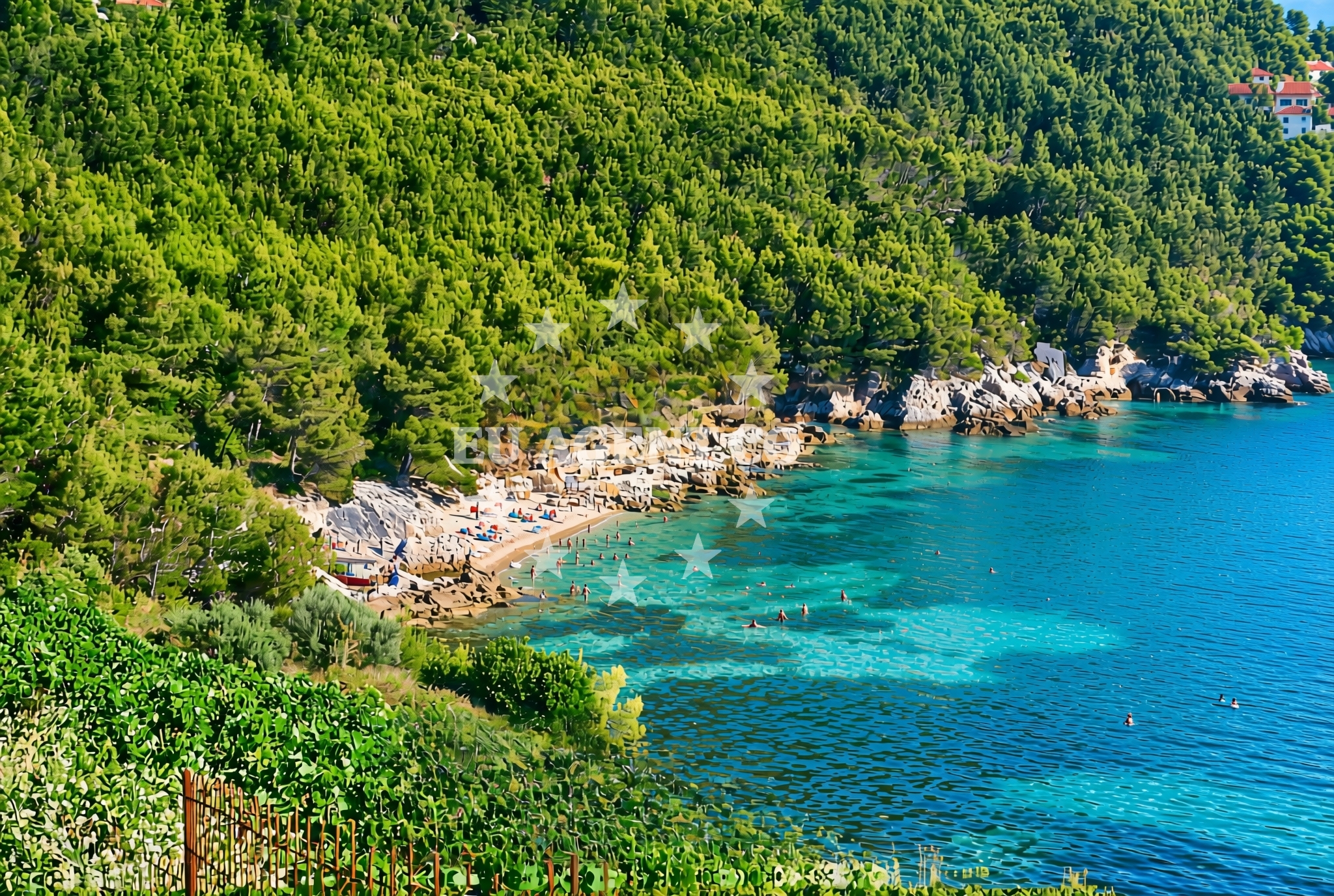 Sea and coastal view of Priježba, Broce Beach in Priježba