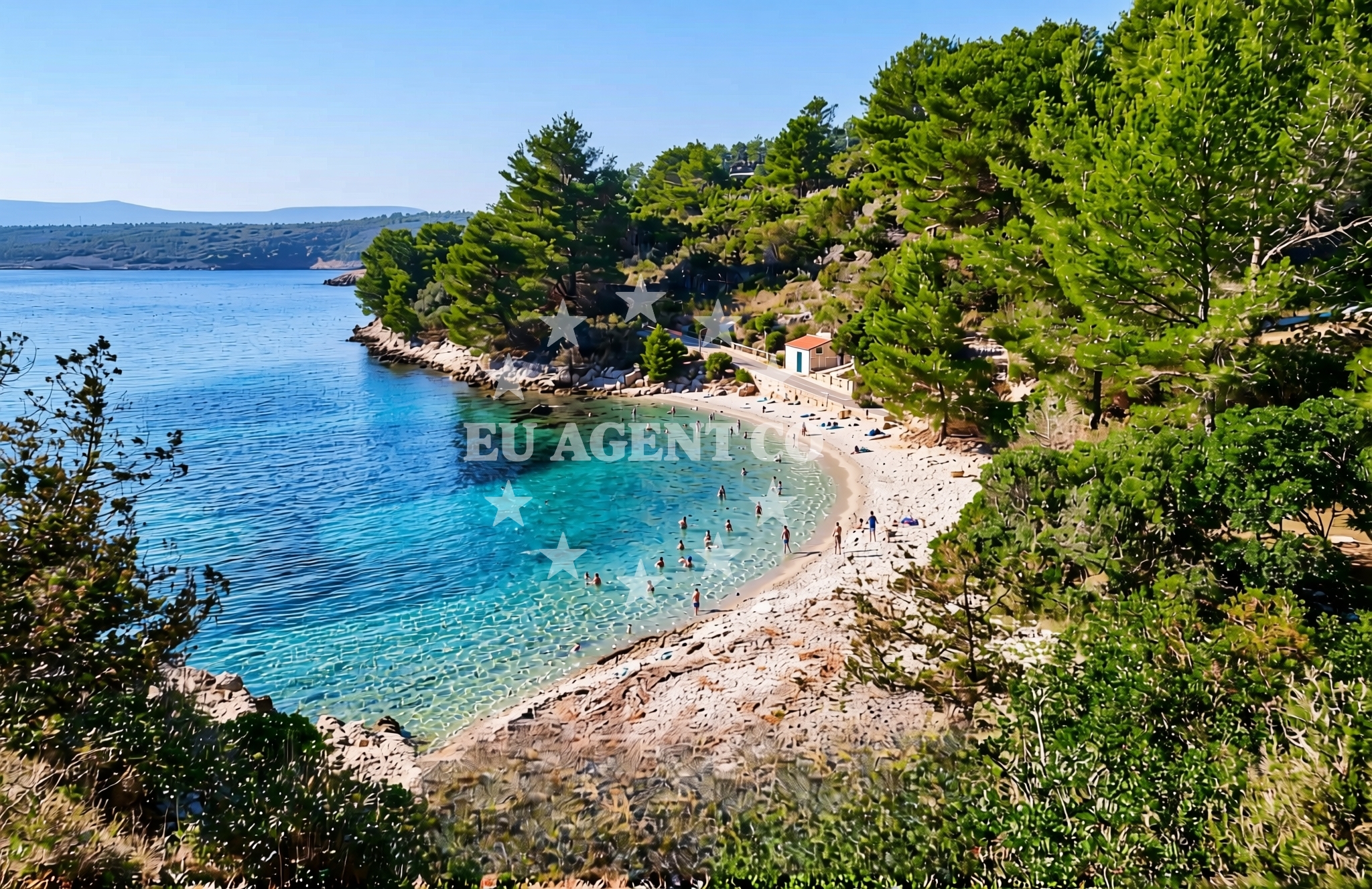 Shoreline and swimming area at Priluka, Rudina (Hvar) Beach in Priluka