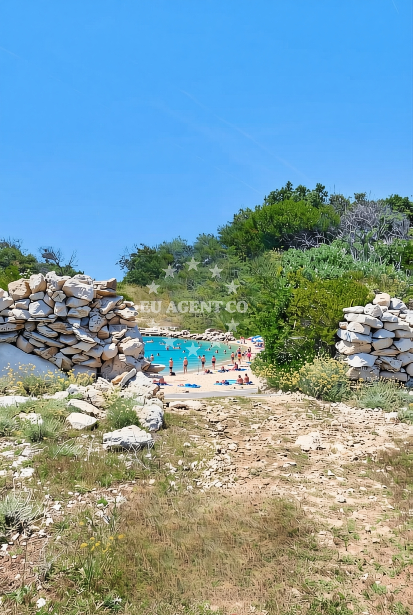 Sea and coastal view of Prišliga, Ilovik (Mali Lošinj) (Ilovik) Beach in Prišliga