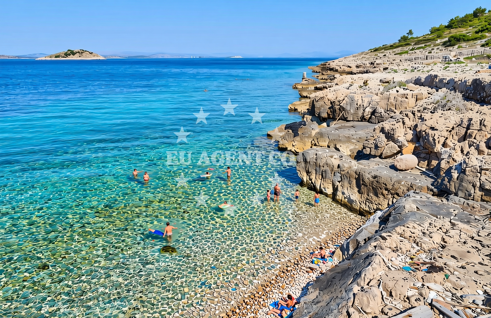 Overview of Prisliga, Žirje (Žirje) Beach in Prisliga