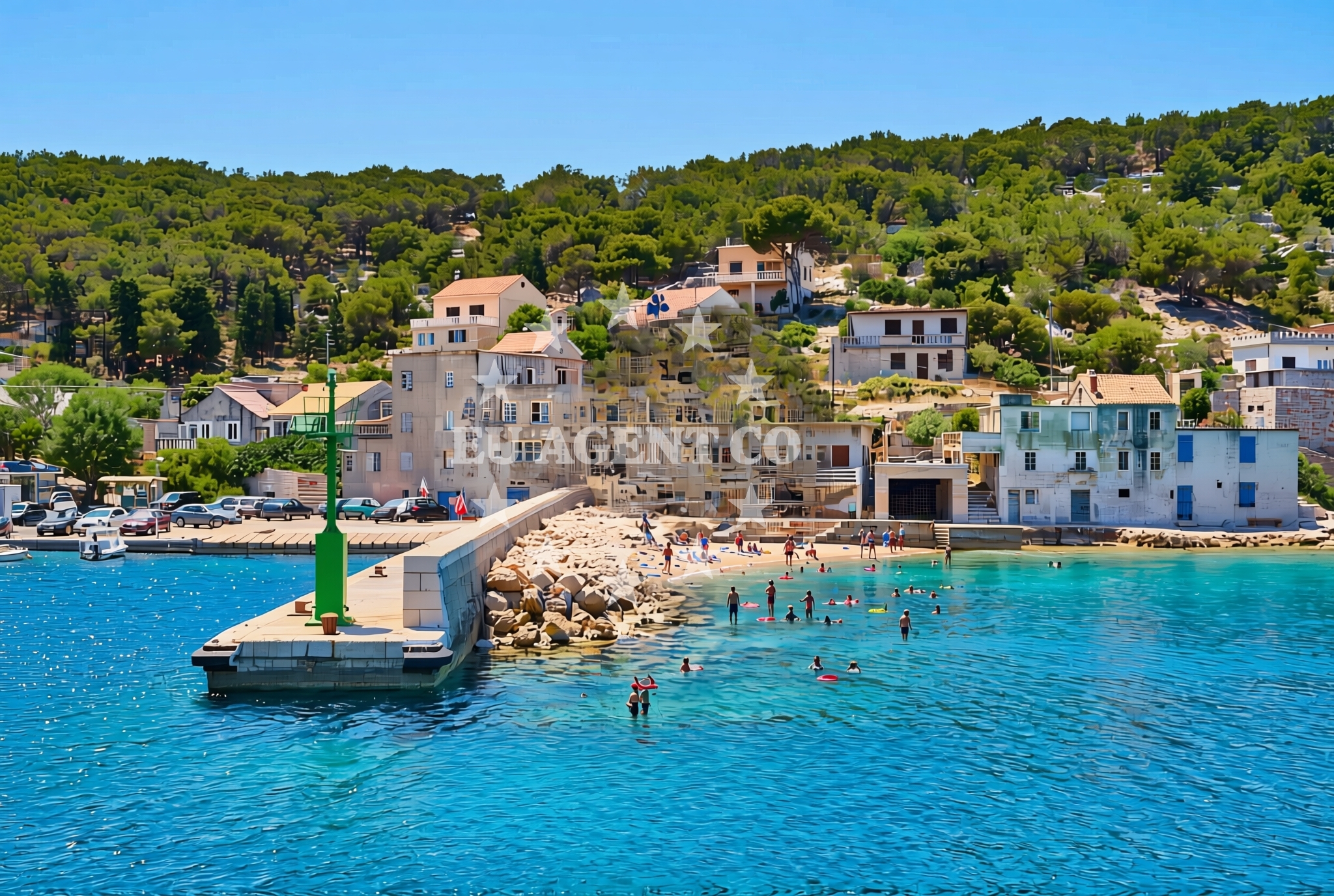 Overview of Pristanište, Žirje (Žirje) Beach in Pristanište