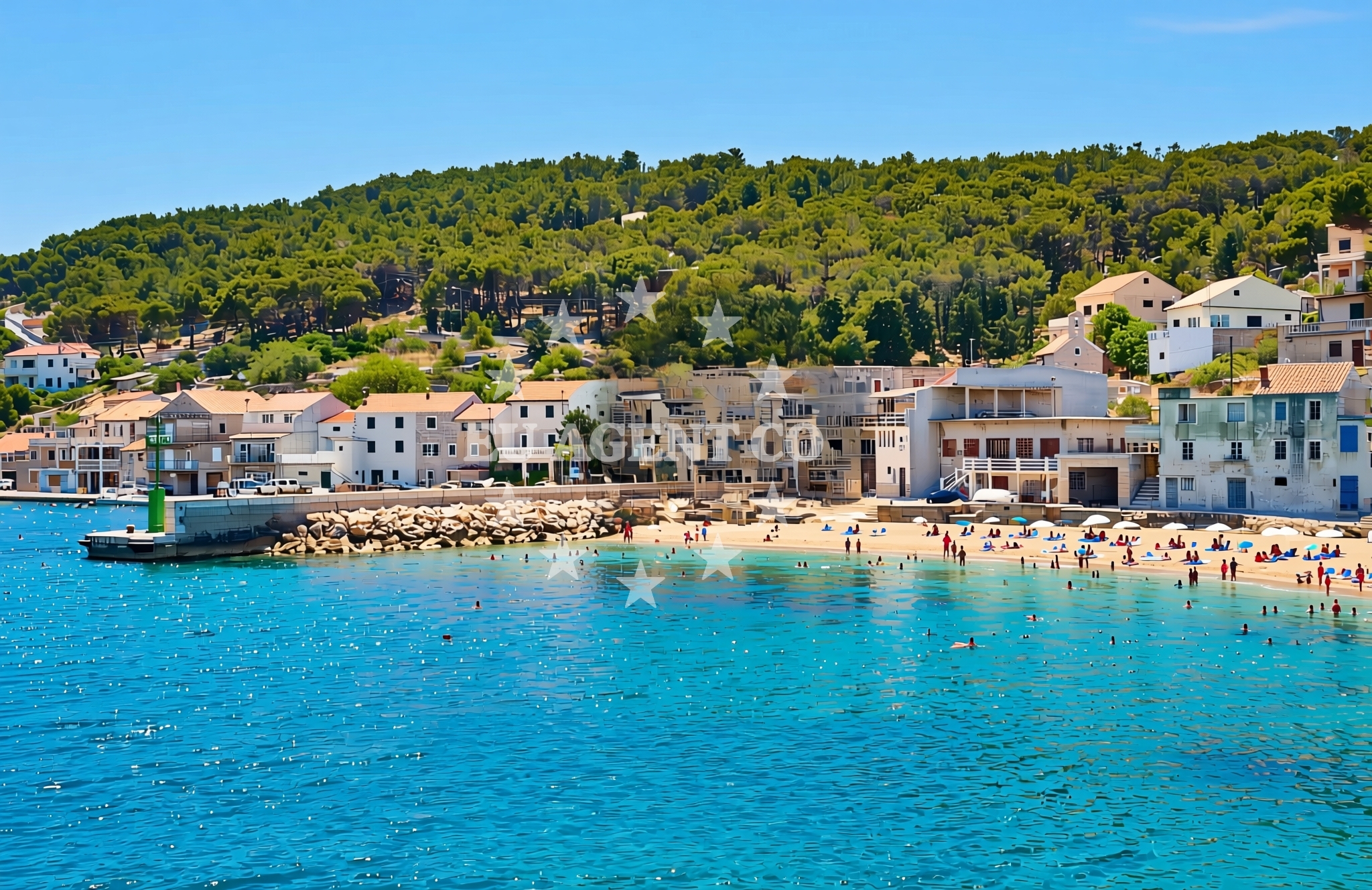 Shoreline and swimming area at Pristanište, Žirje (Žirje) Beach in Pristanište
