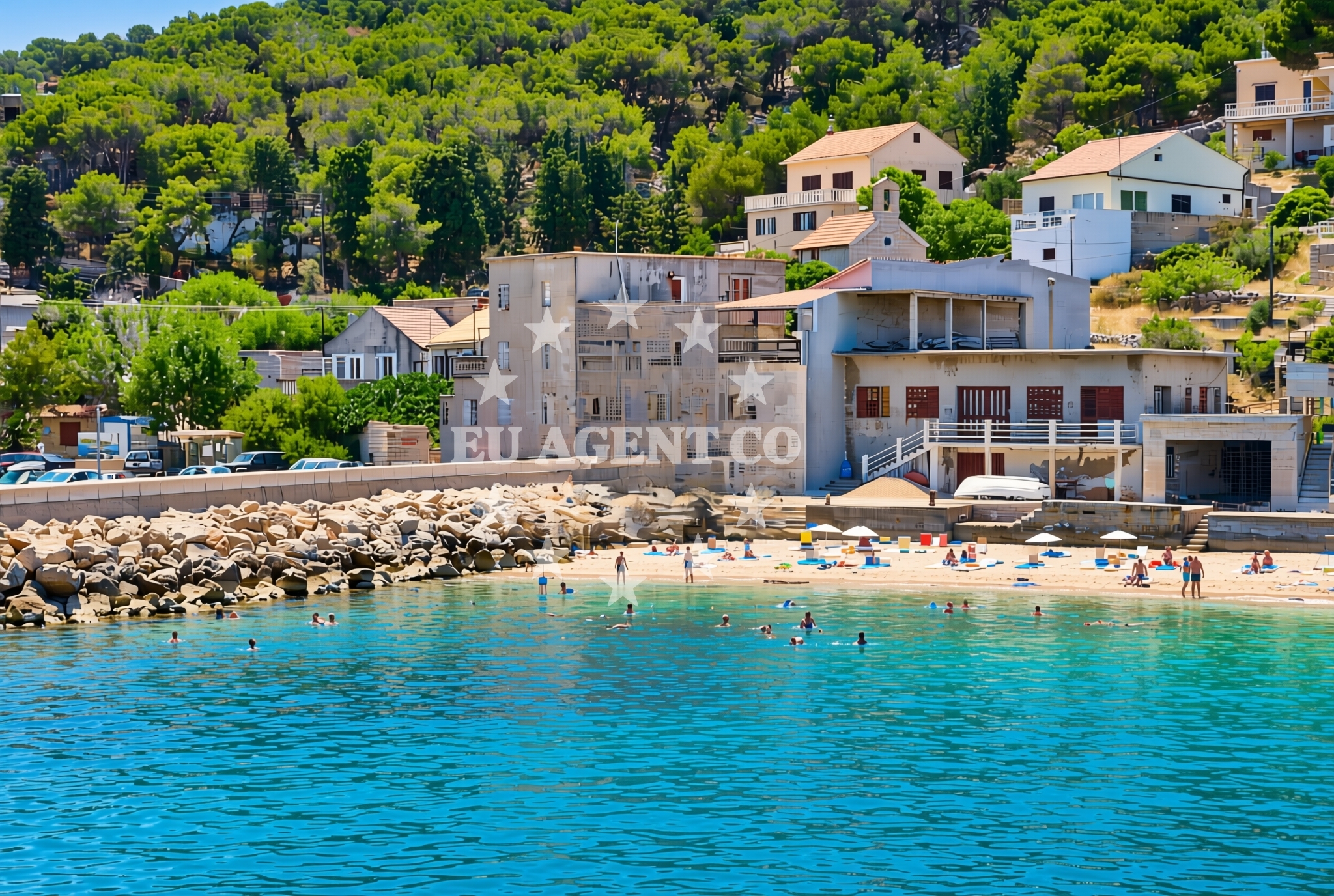 Sea and coastal view of Pristanište, Žirje (Žirje) Beach in Pristanište