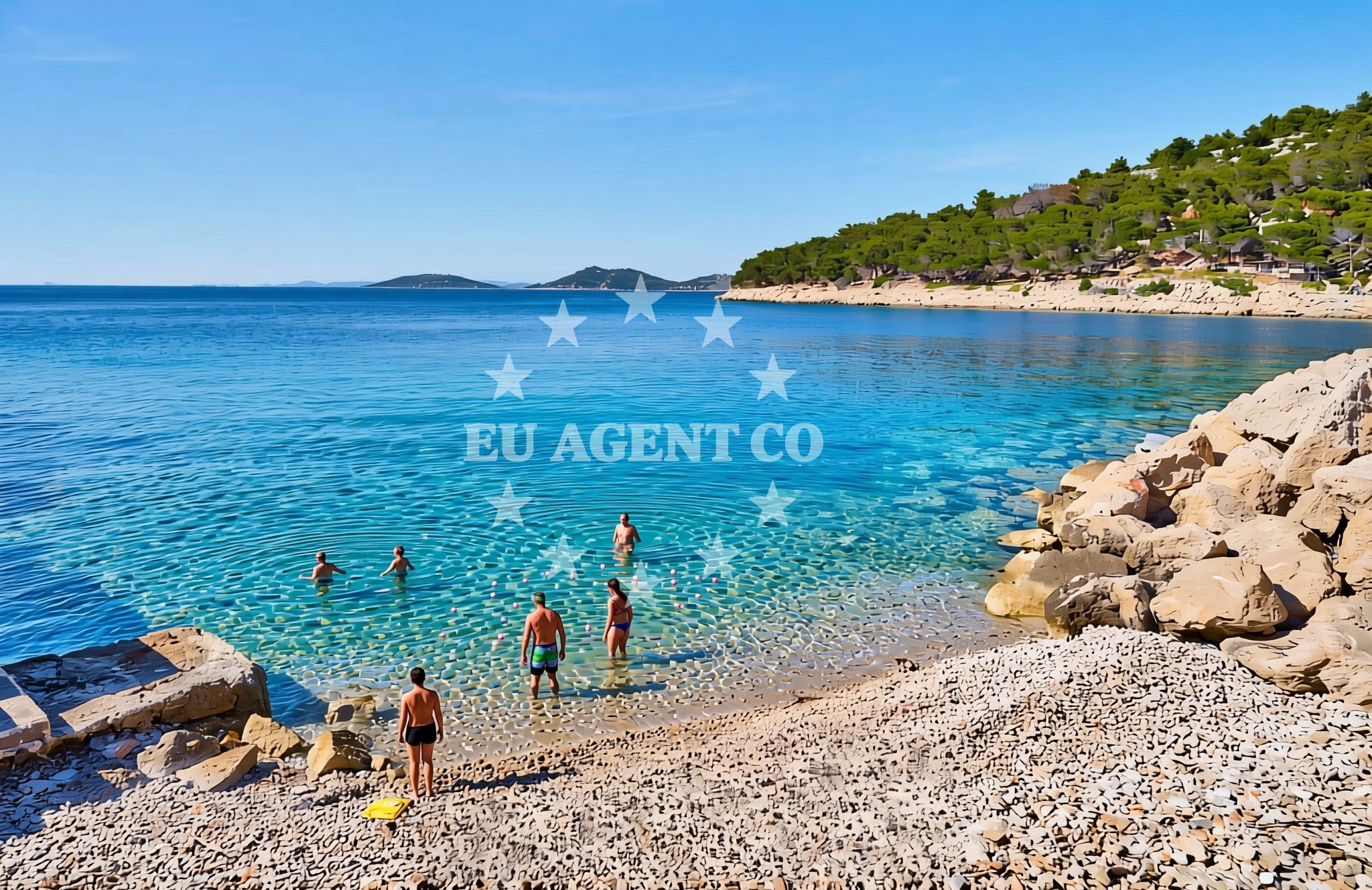 Beach facilities and surroundings at Pristanište, Žirje (Žirje) Beach in Pristanište