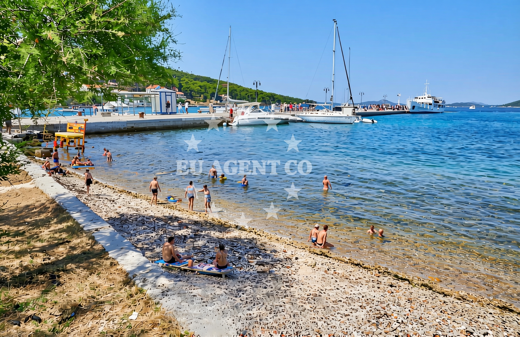 Sea and coastal view of Pristanište, Zlarin (Zlarin) Beach in Pristanište