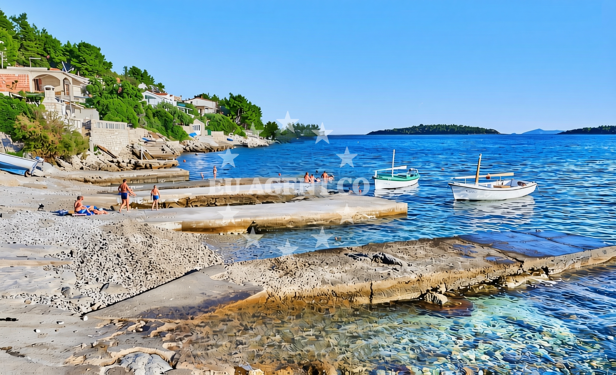 Overview of Prižba istok, Blato (Korčula) Beach in Prižba istok