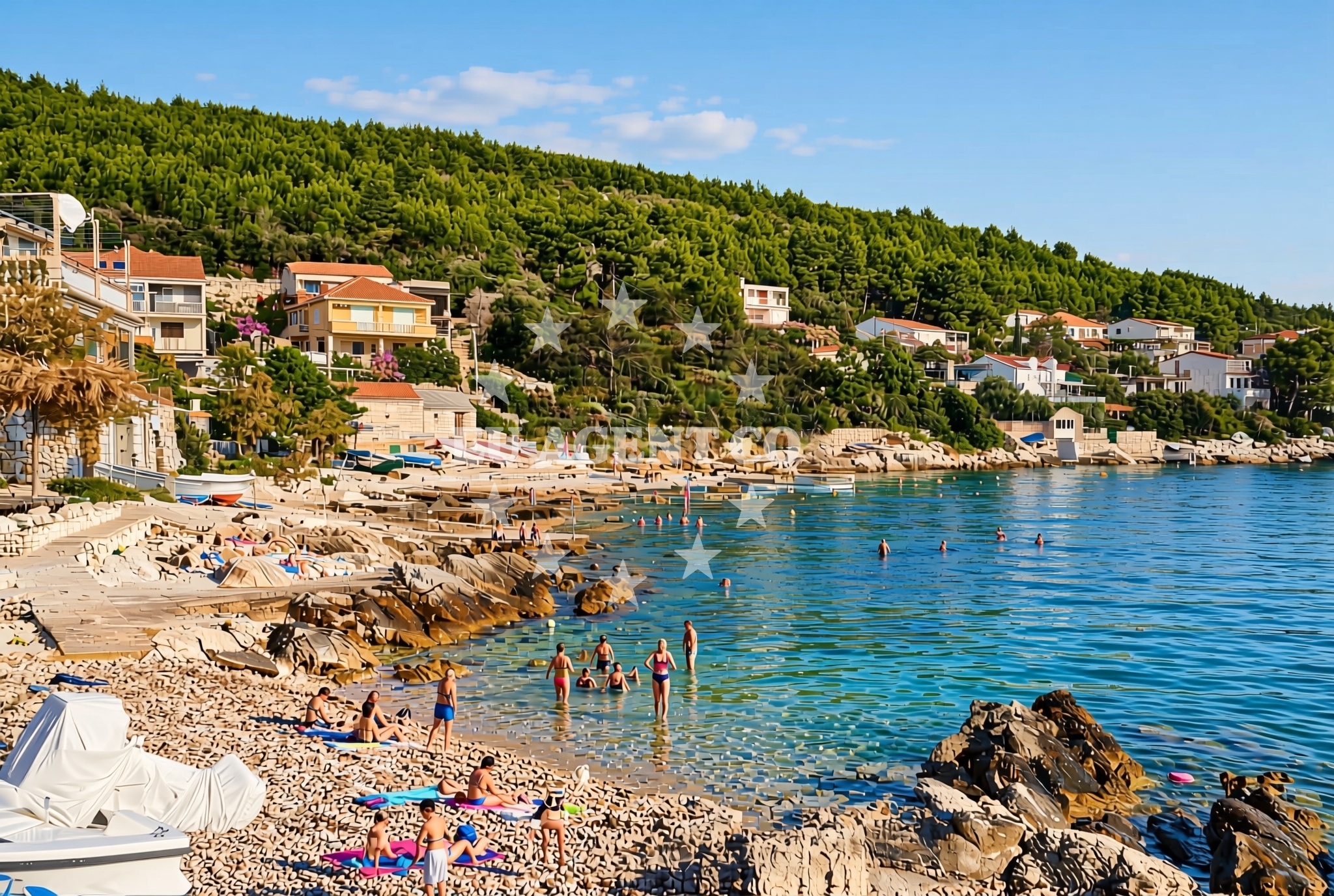 Shoreline and swimming area at Prižba istok, Blato (Korčula) Beach in Prižba istok