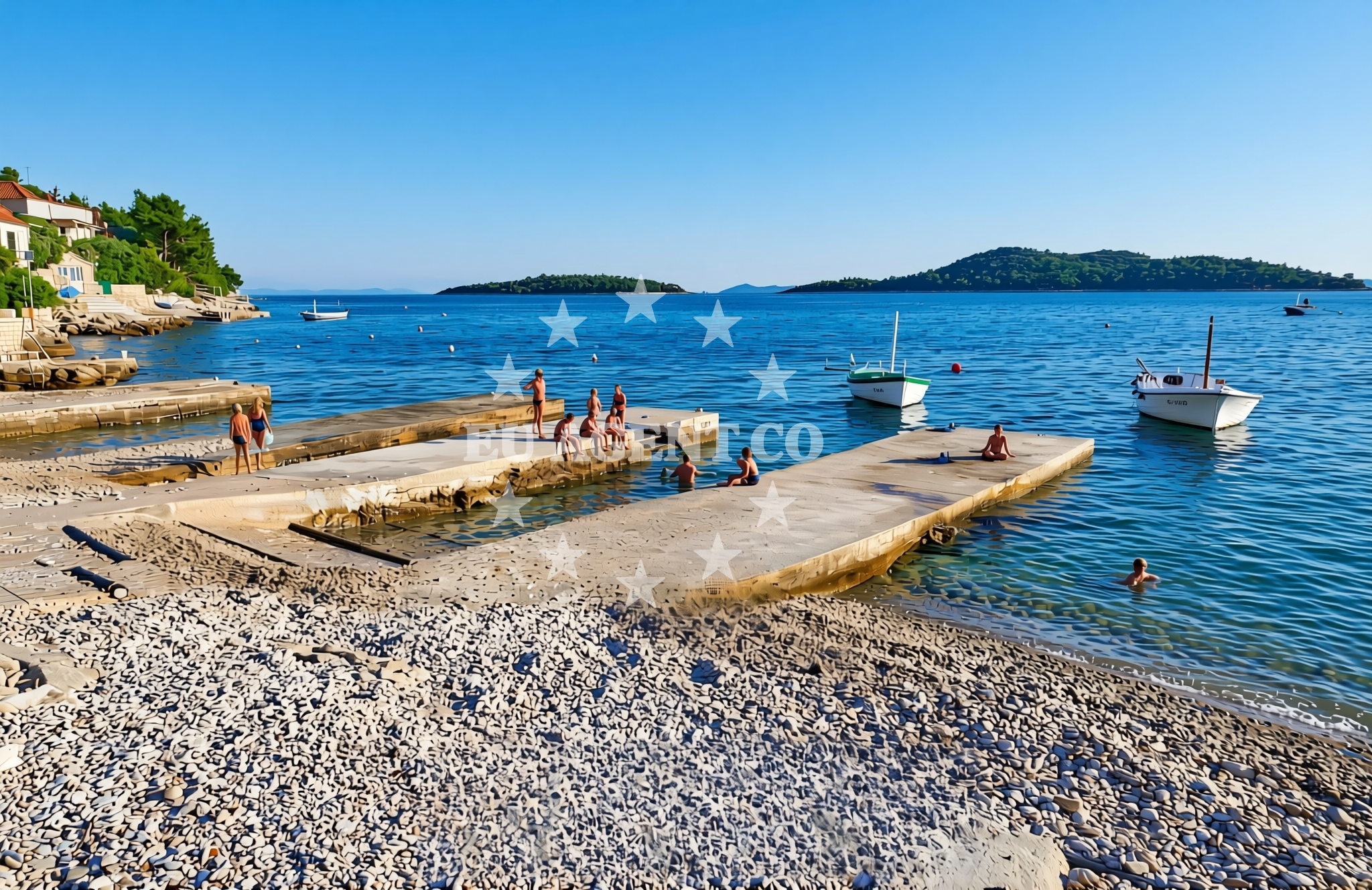 Sea and coastal view of Prižba istok, Blato (Korčula) Beach in Prižba istok