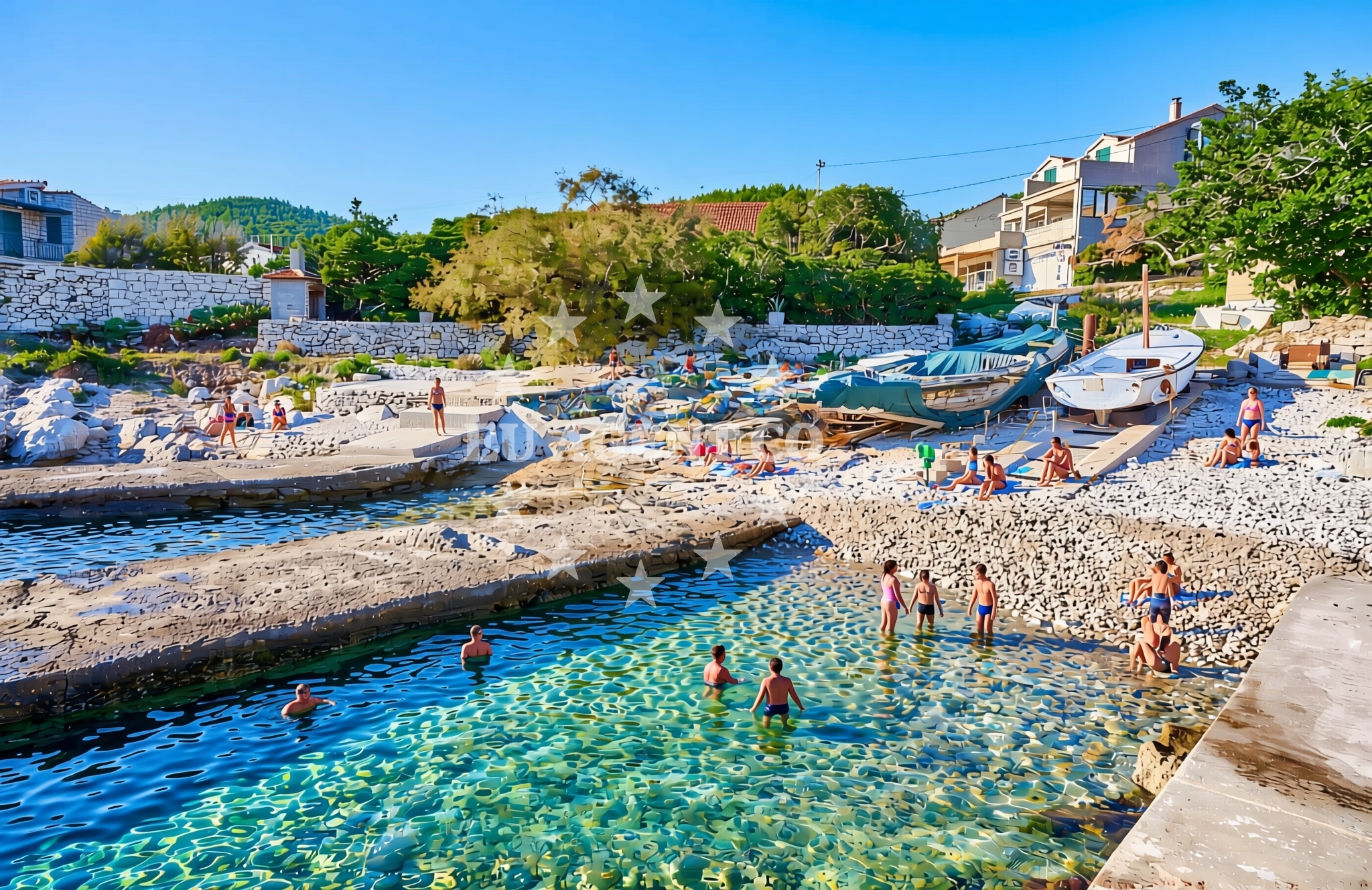 Beach facilities and surroundings at Prižba istok, Blato (Korčula) Beach in Prižba istok