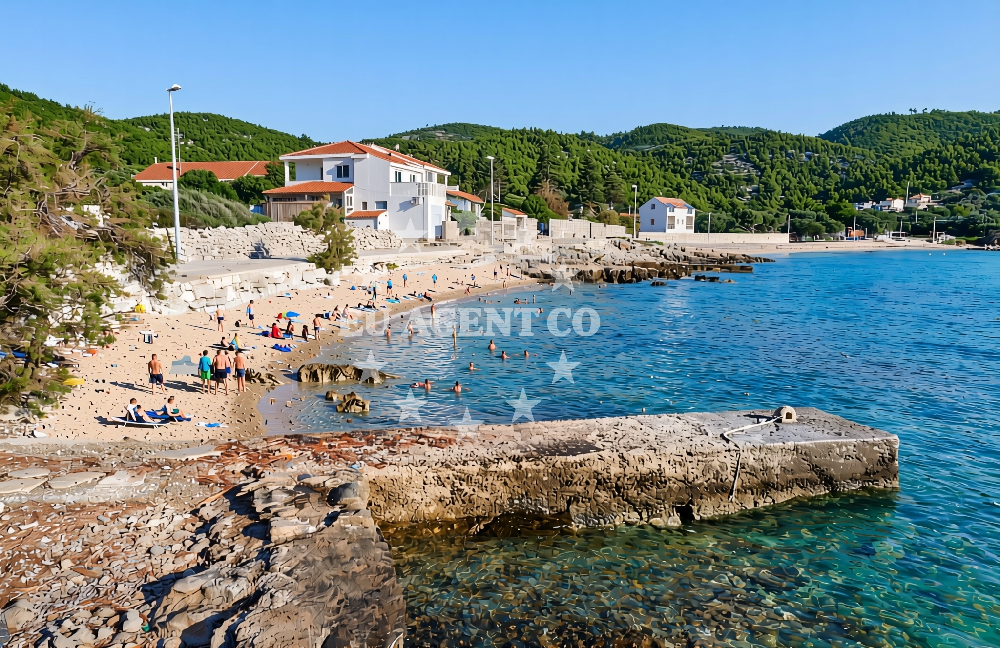 Sea and coastal view of Prižba jug, Blato (Korčula) Beach in Prižba jug