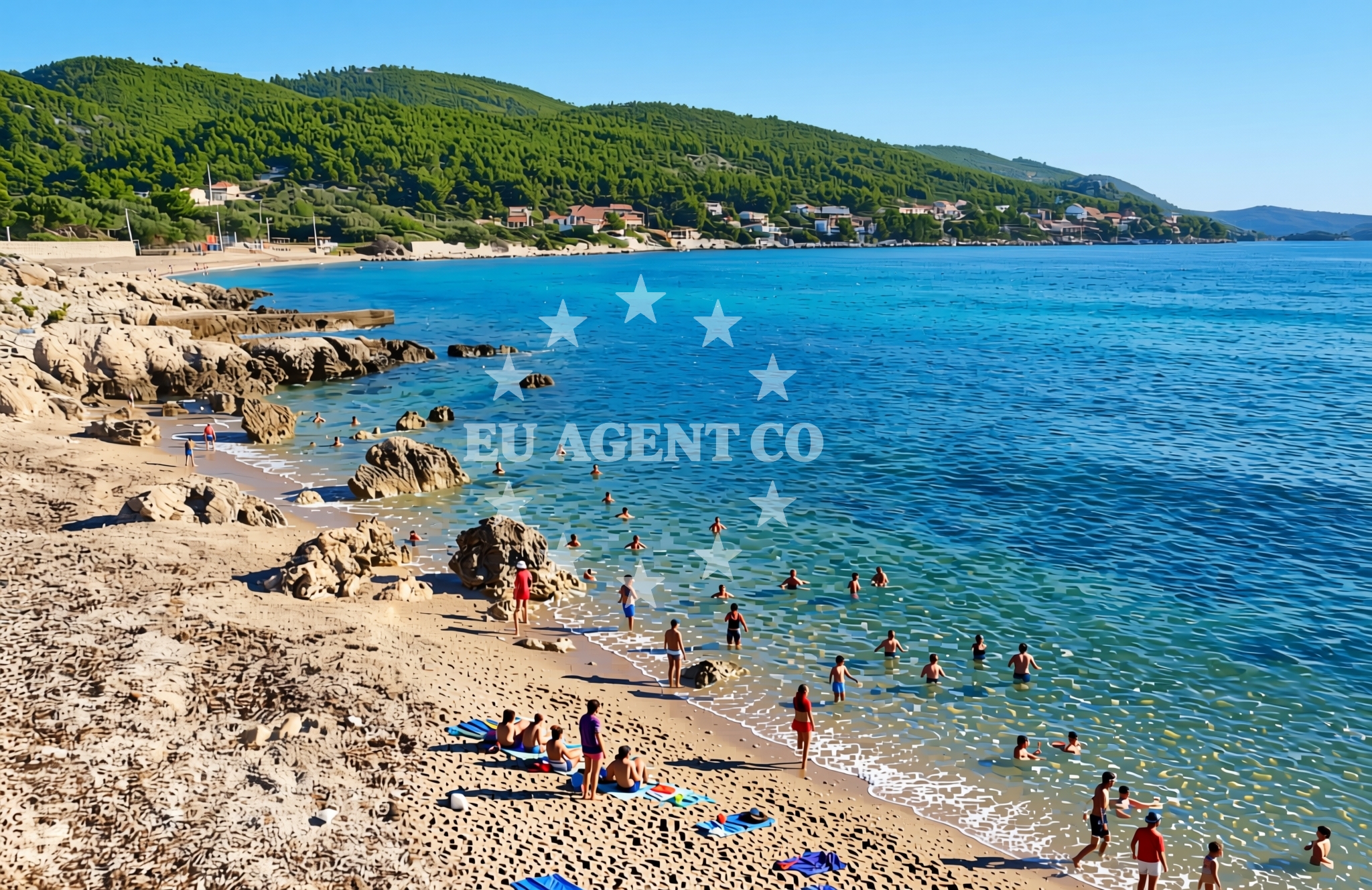 Beach facilities and surroundings at Prižba jug, Blato (Korčula) Beach in Prižba jug