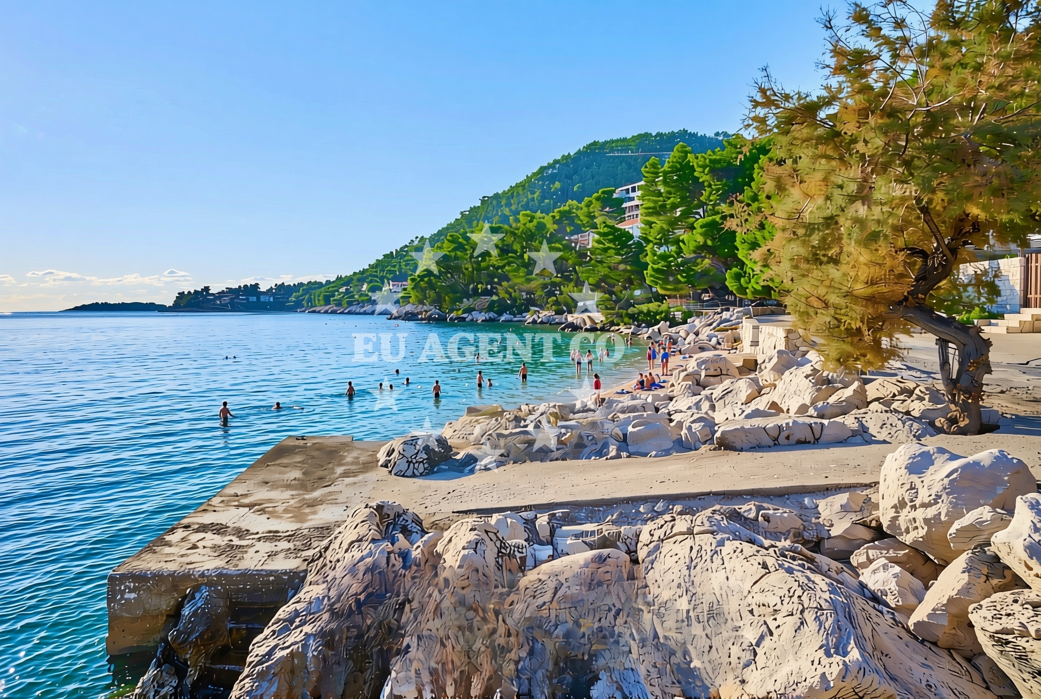 Shoreline and swimming area at Prižba zapad, Blato (Korčula) Beach in Prižba zapad