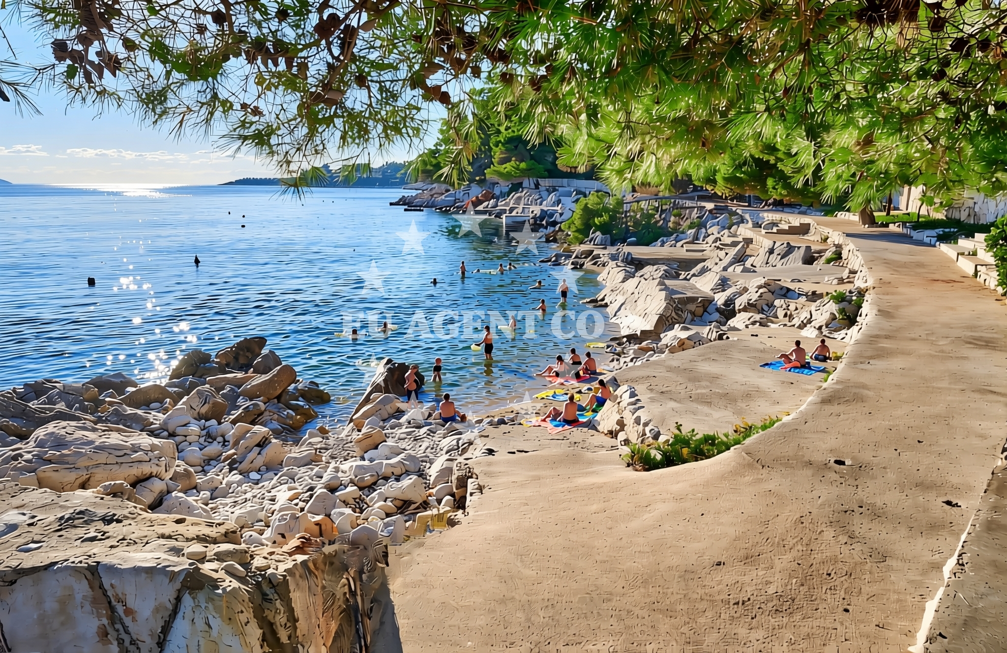 Sea and coastal view of Prižba zapad, Blato (Korčula) Beach in Prižba zapad