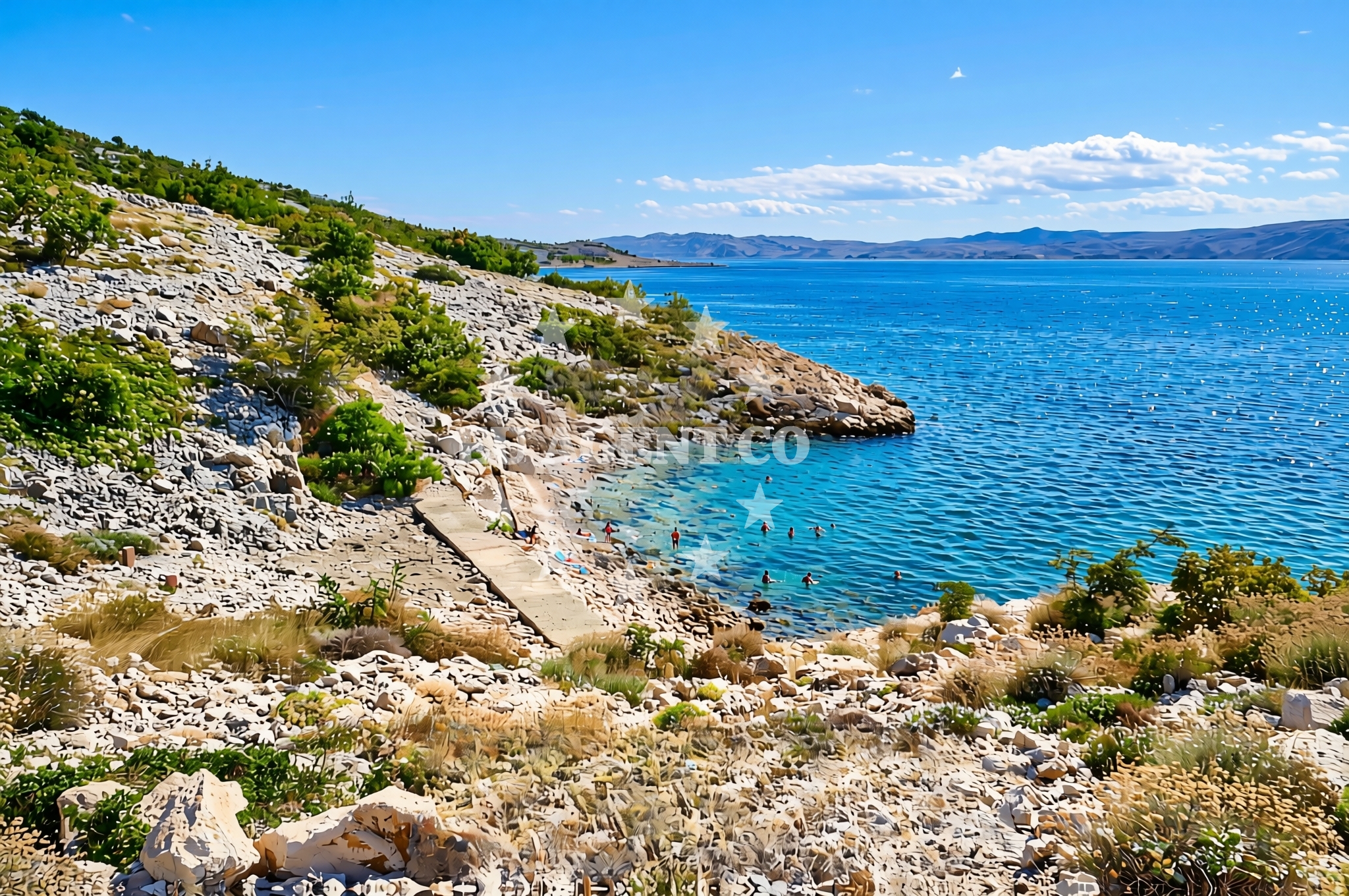 Shoreline and swimming area at Prizna: beaches and coves (3) in Prizna