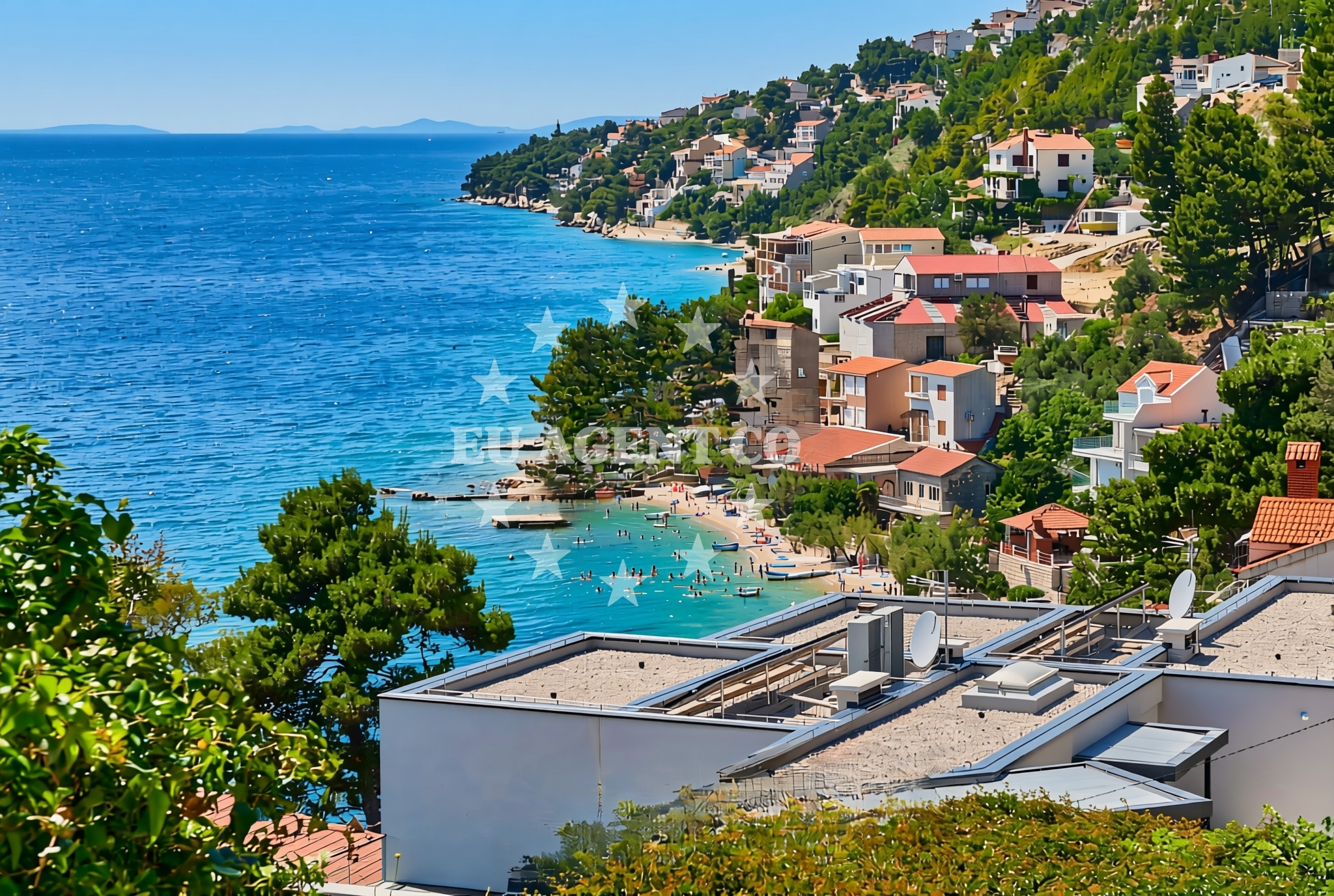 Shoreline and swimming area at Prkanj, Stanići (Omiš) Beach in Prkanj