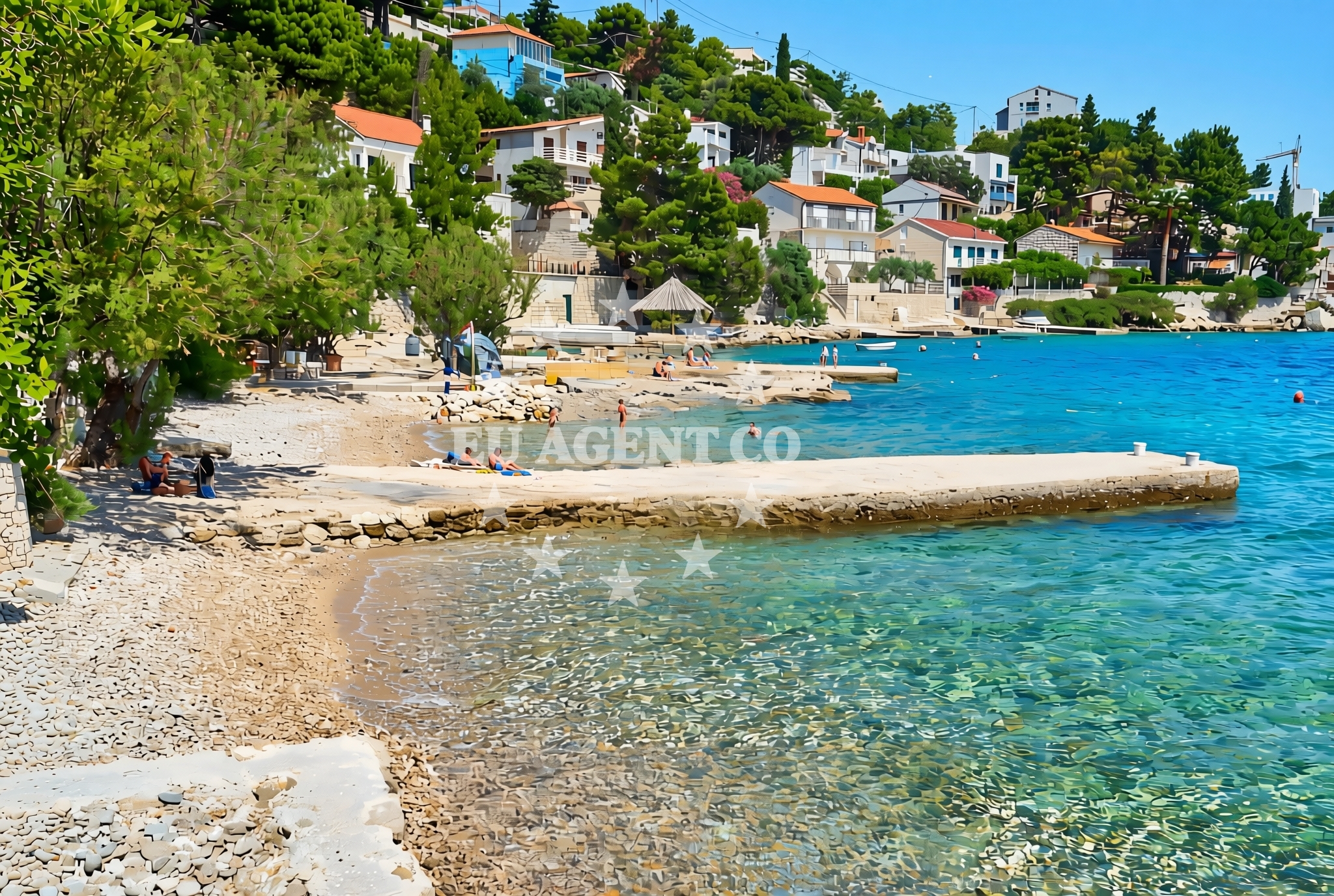 Beach facilities and surroundings at Prkanj, Stanići (Omiš) Beach in Prkanj