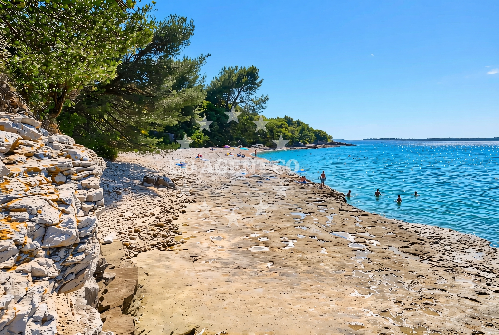 Overview of Proština zapad, Pula Beach in Proština zapad