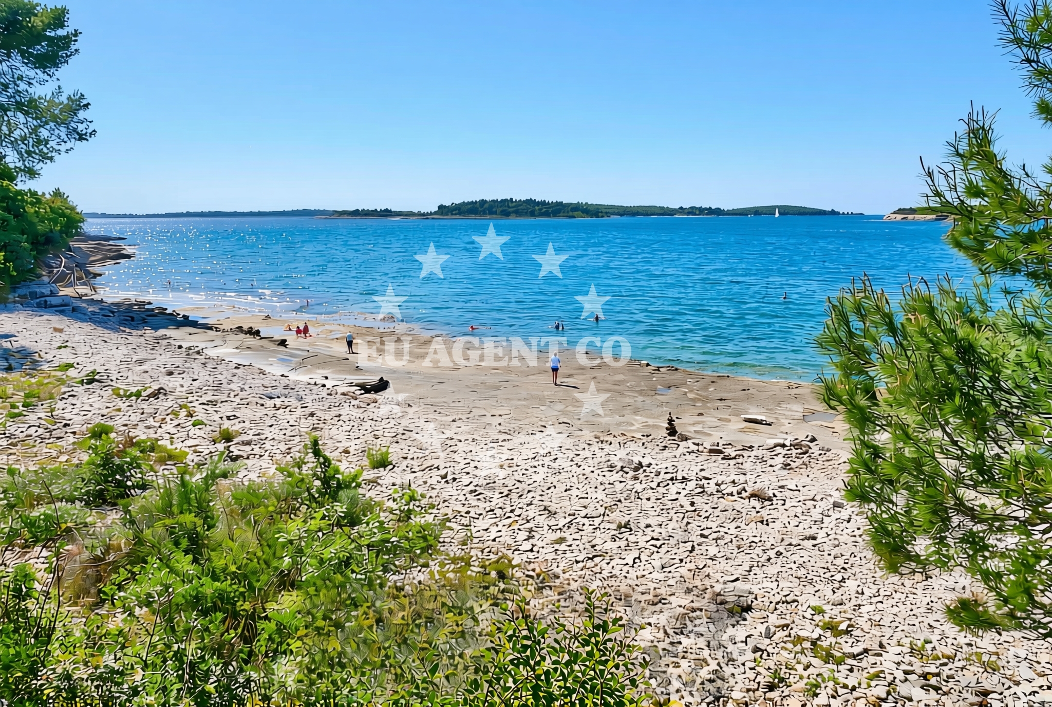 Shoreline and swimming area at Proština zapad, Pula Beach in Proština zapad