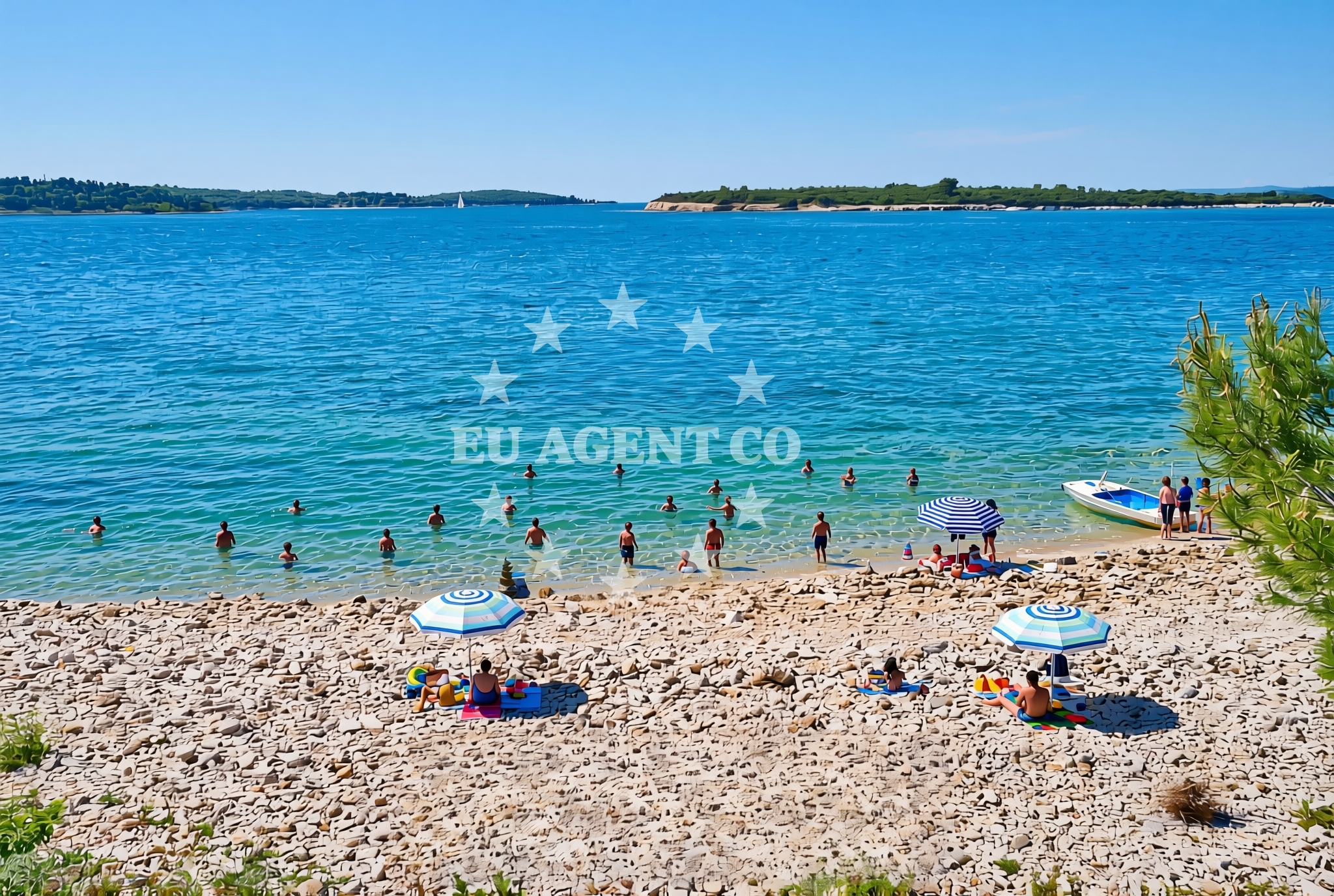 Beach facilities and surroundings at Proština zapad, Pula Beach in Proština zapad