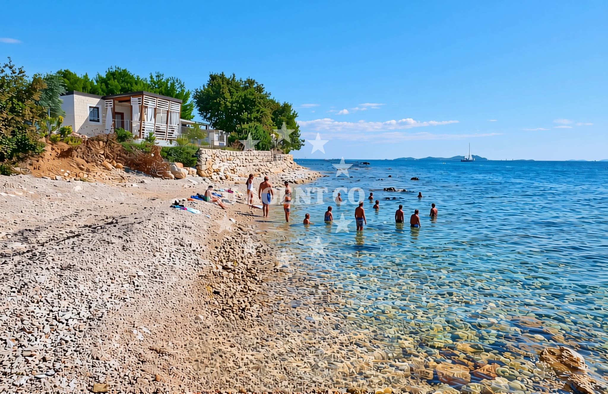 Overview of Pručanik jug, Biograd na Moru Beach in Pručanik jug