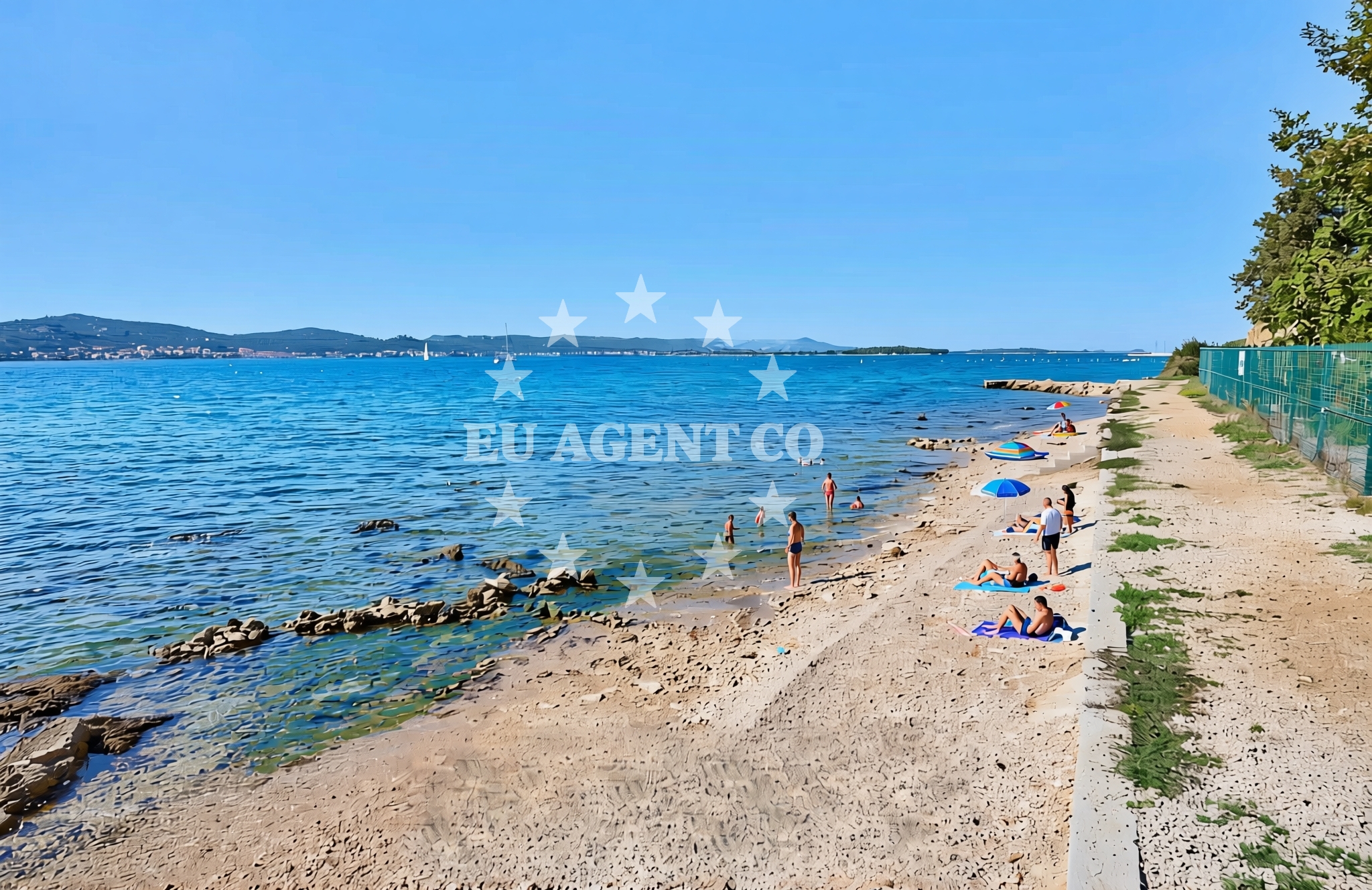 Sea and coastal view of Pručanik jug, Biograd na Moru Beach in Pručanik jug