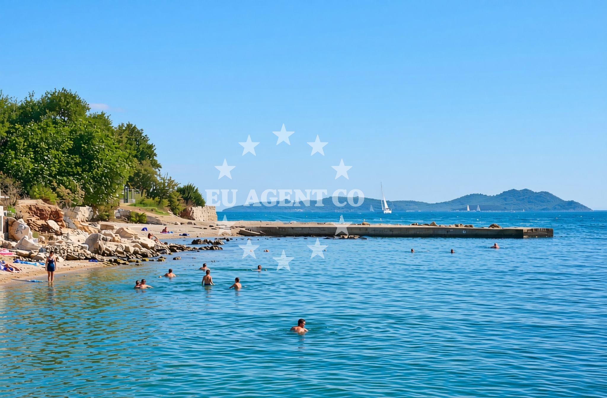 Sea and coastal view of Pručanik sjever, Biograd na Moru Beach in Pručanik sjever