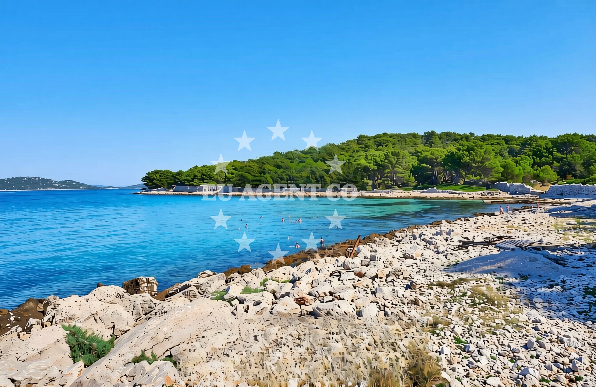 Shoreline and swimming area at Prva dražica, Vrgada (Vrgada) Beach in Prva dražica