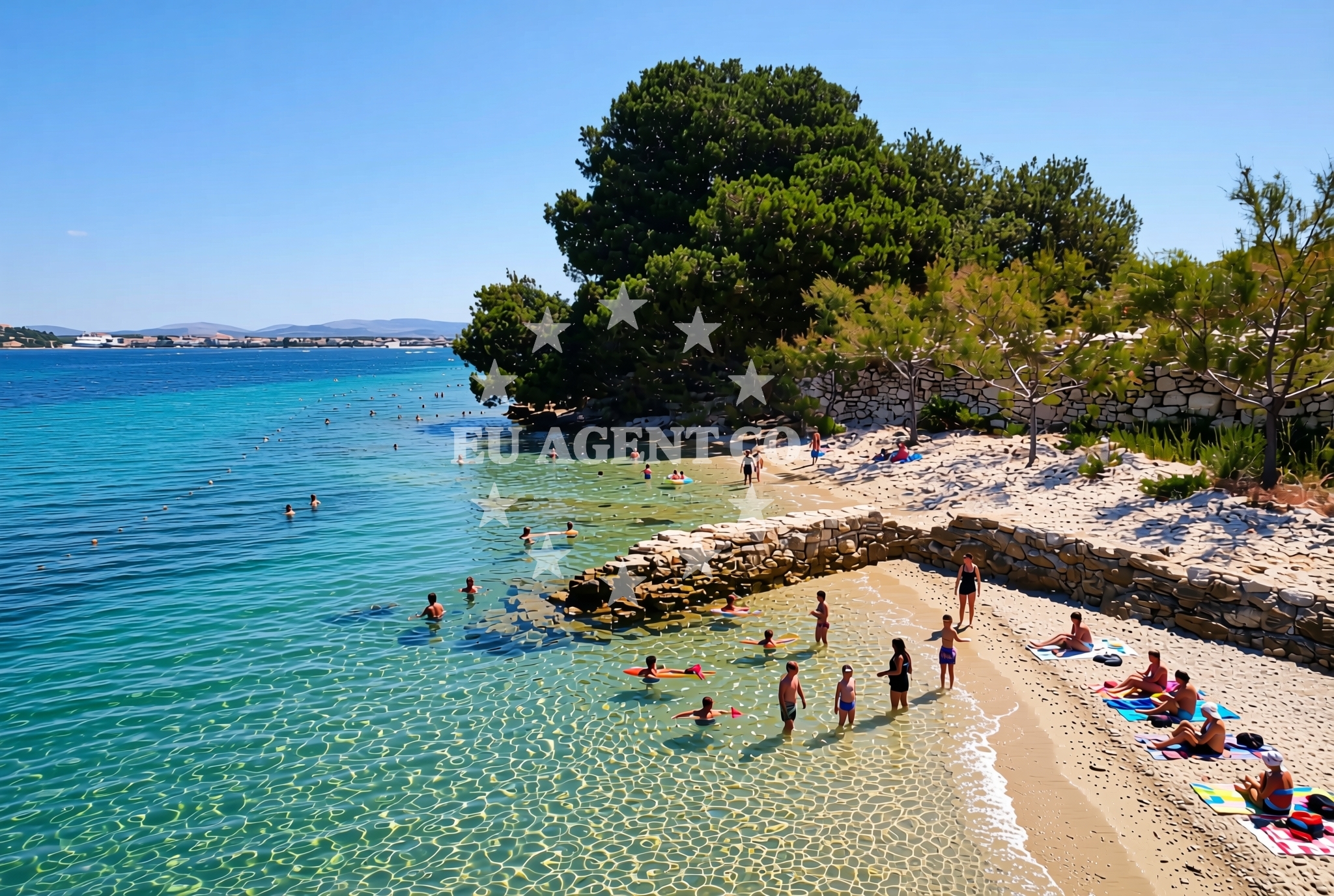 Shoreline and swimming area at Prvić sjever, Prvić Šepurine (Prvić) Beach in Prvić sjever