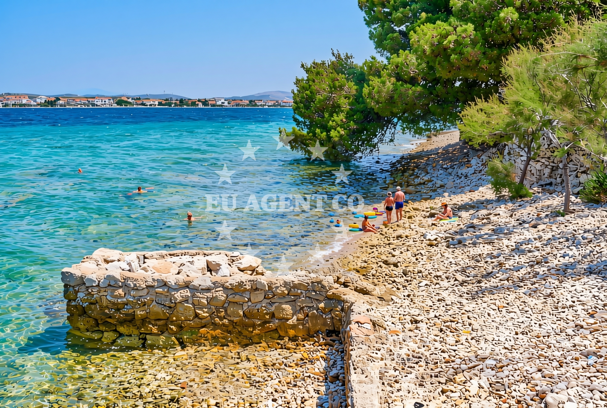 Sea and coastal view of Prvić sjever, Prvić Šepurine (Prvić) Beach in Prvić sjever