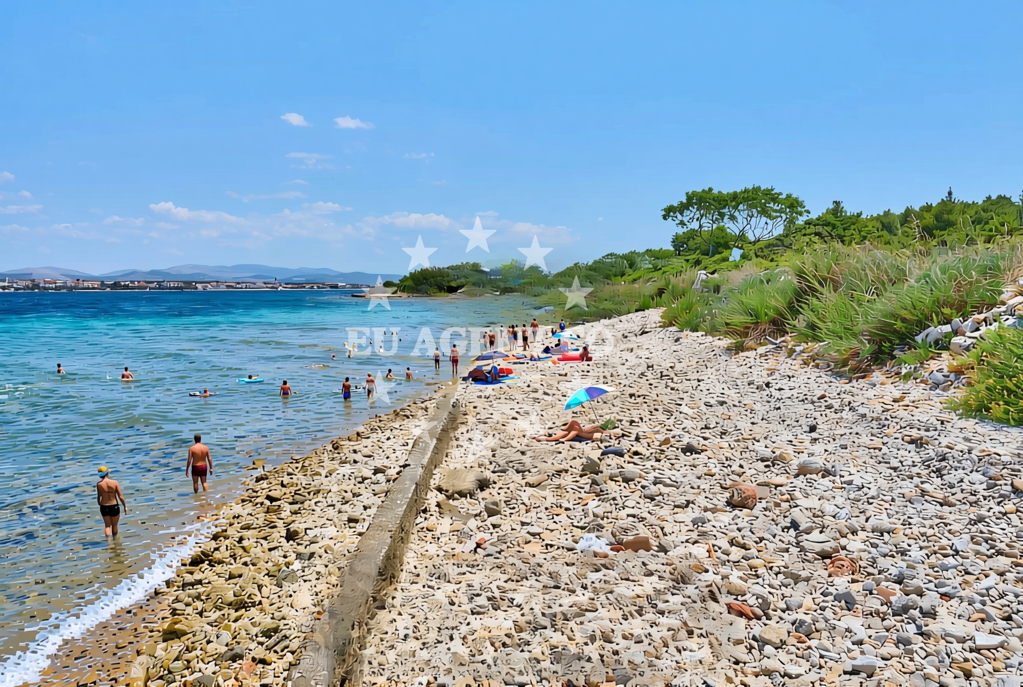 Beach facilities and surroundings at Prvić sjever, Prvić Šepurine (Prvić) Beach in Prvić sjever