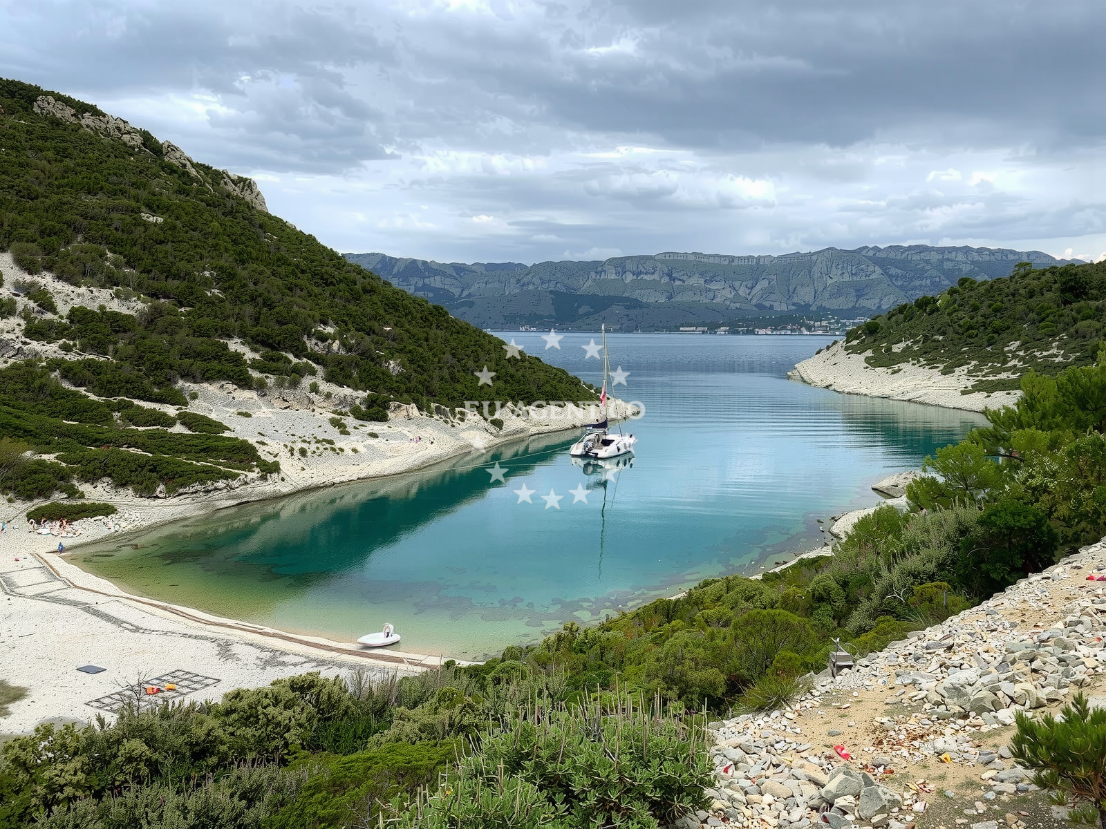 Overview of Pucisca beach in , Pučišća