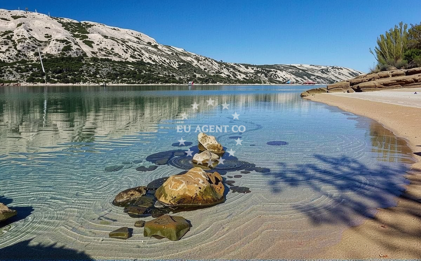 Sea and coastal view of Pudarica beach in 574 Barbat, Rab