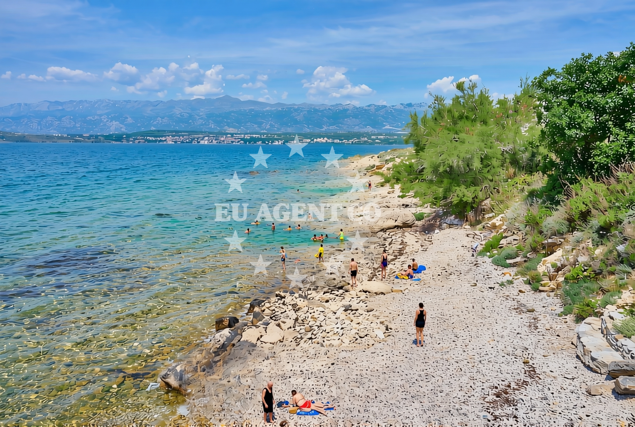 Overview of Pula, Novigrad (Zadarska županija) Beach in Pula