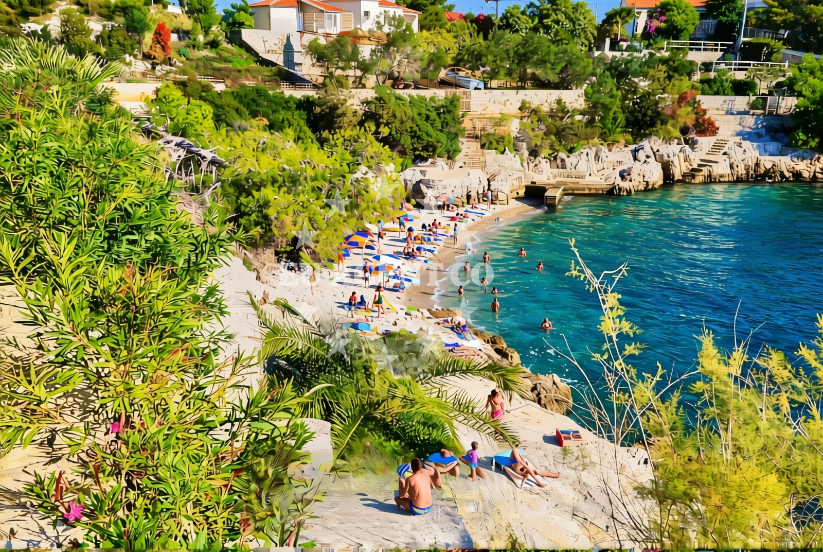 Sea and coastal view of Pulicinov bok, Okrug Gornji (Čiovo) Beach in Pulicinov bok