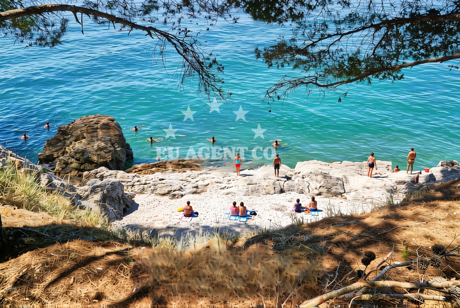 Sea and coastal view of Punta Bajlo, Zadar Beach in Punta Bajlo