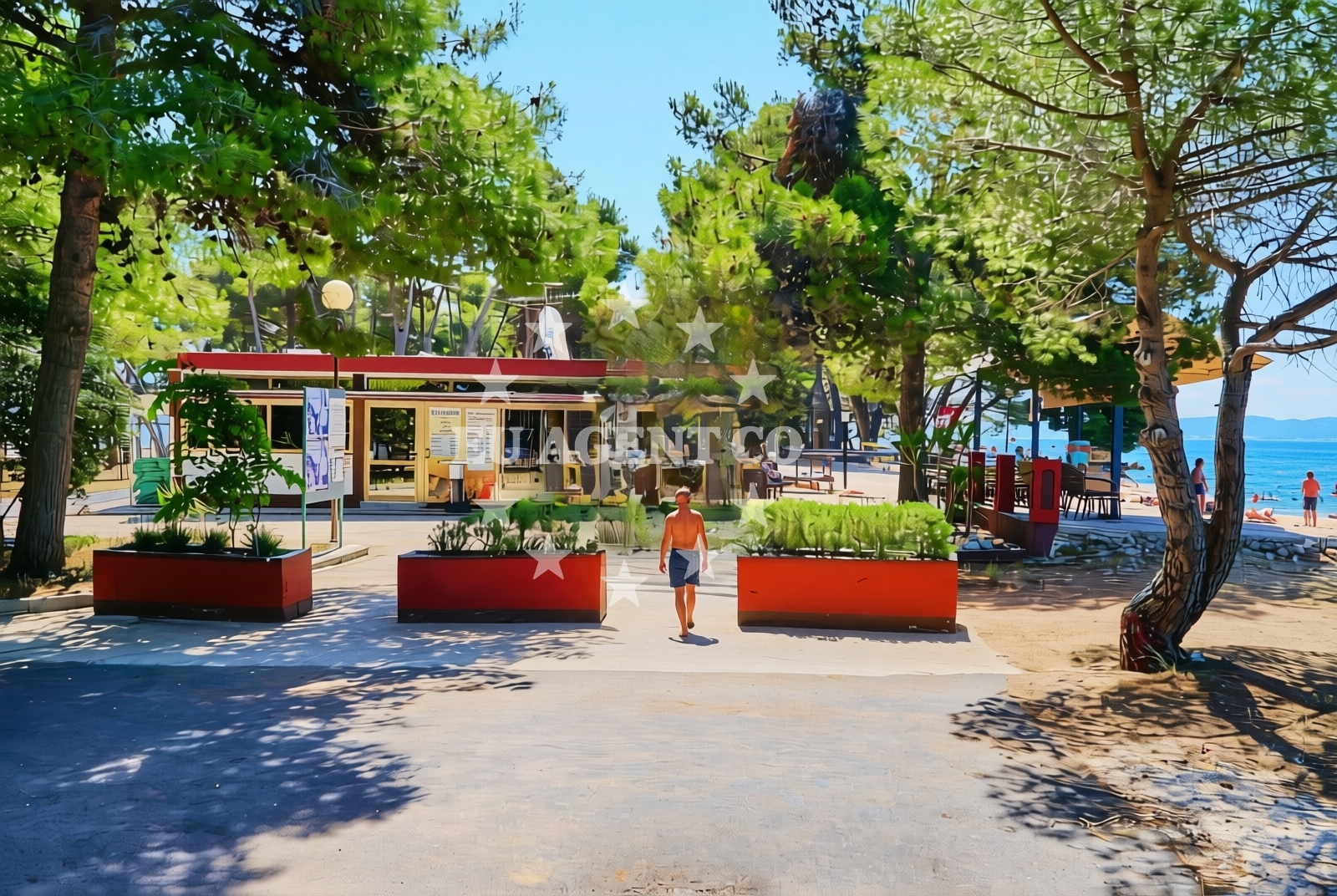 Beach facilities and surroundings at Punta Bajlo, Zadar Beach in Punta Bajlo