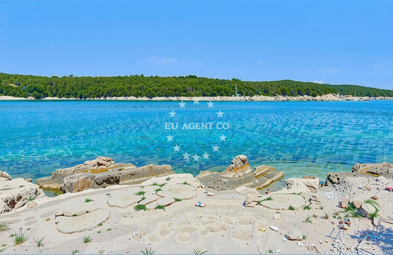 Sea and coastal view of Punta (dog beach), Šegotići Beach in Punta (plaža za pse)