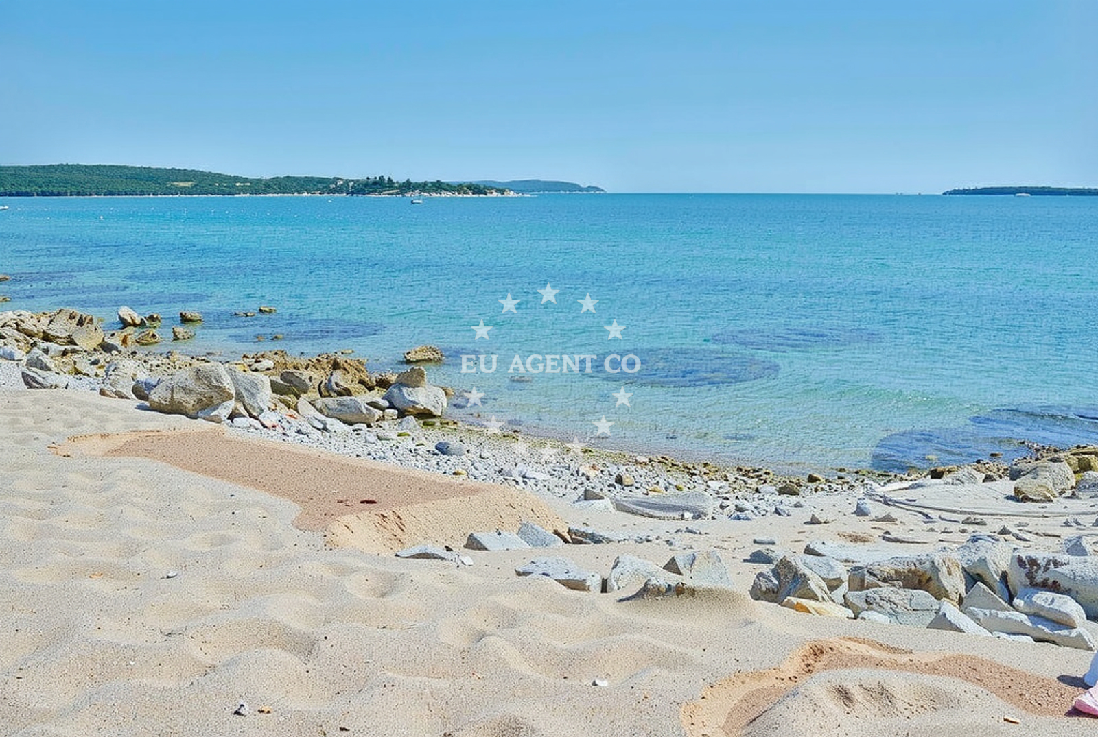 Shoreline and swimming area at Punta Eva, Rovinj Beach in Punta Eva