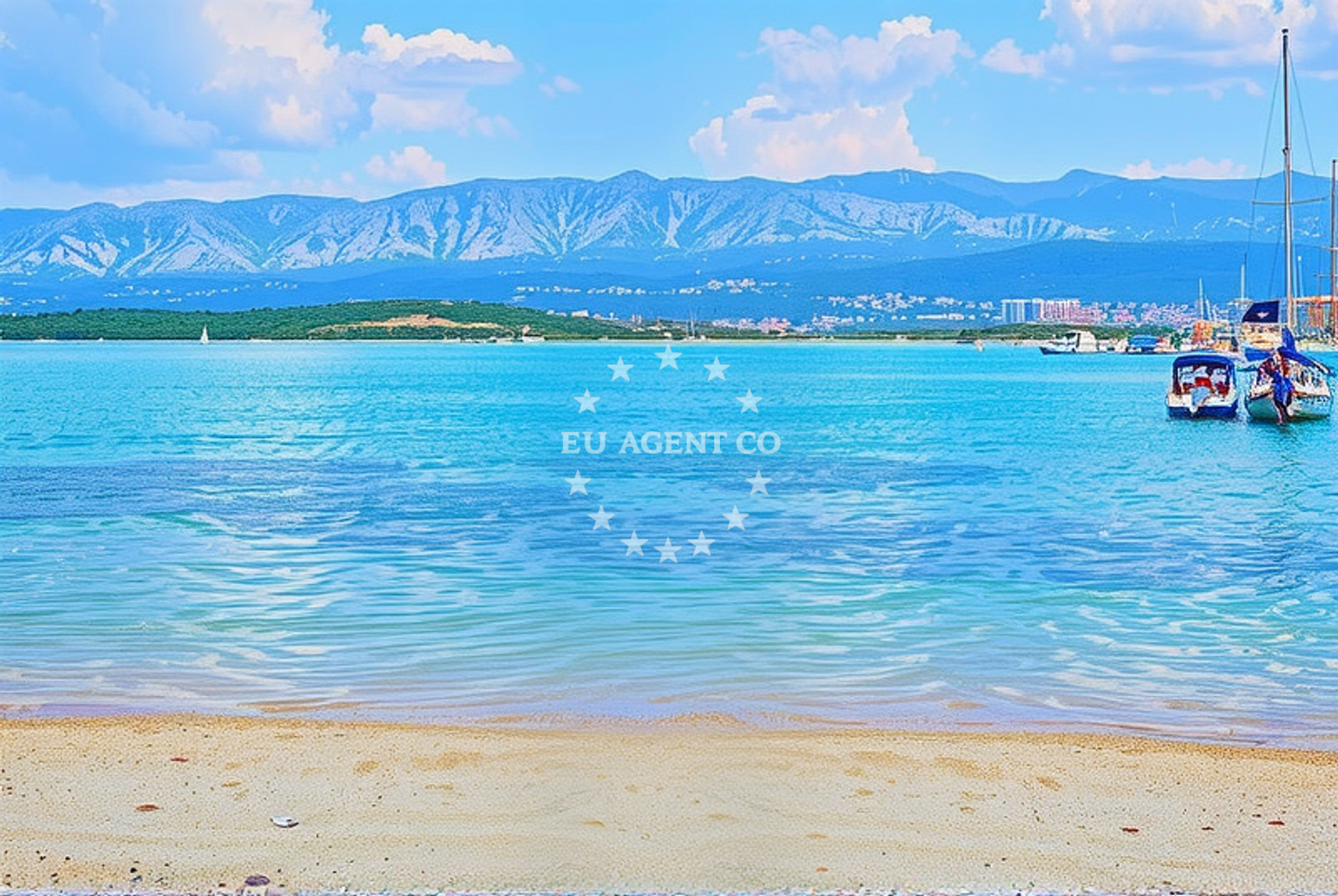 Sea and coastal view of Punta, Klimno (Krk) Beach in Punta