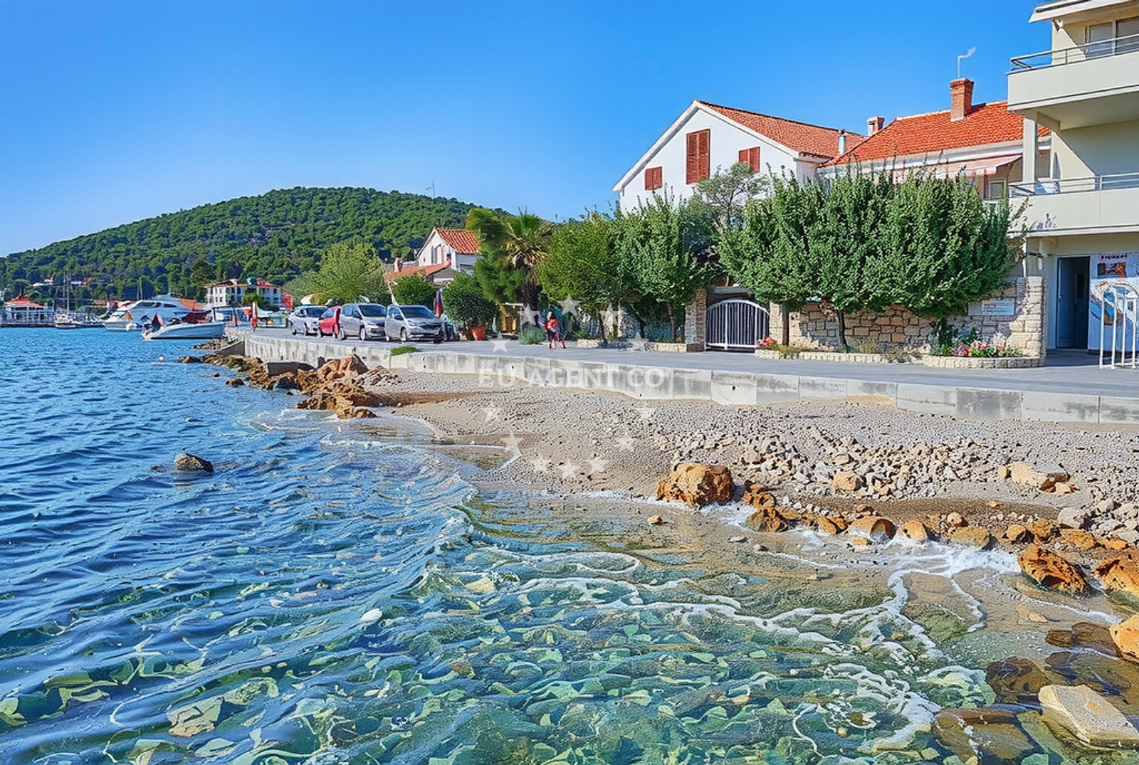 Shoreline and swimming area at Punta, Preko (Ugljan) Beach in Punta