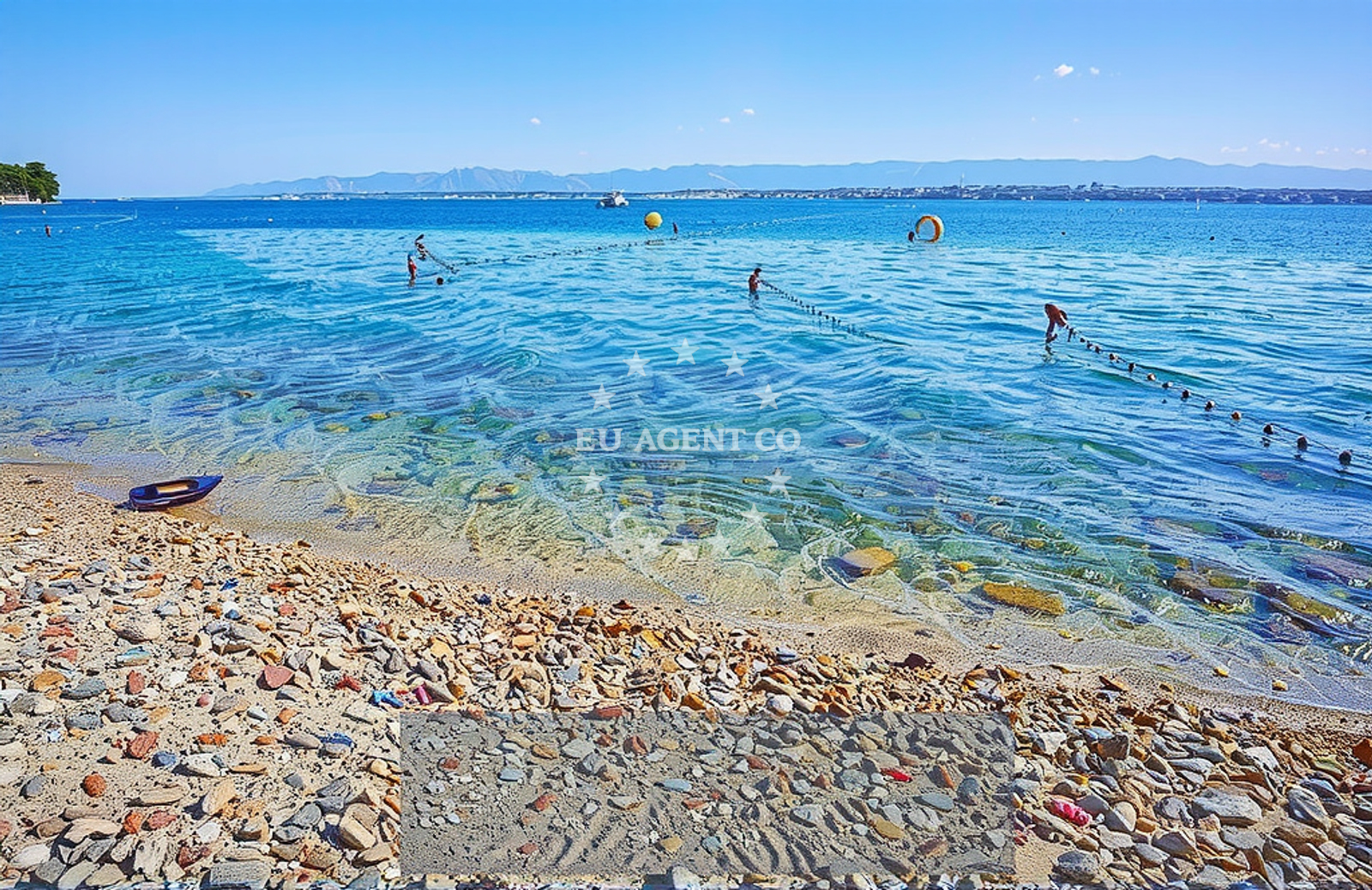 Sea and coastal view of Punta, Preko (Ugljan) Beach in Punta